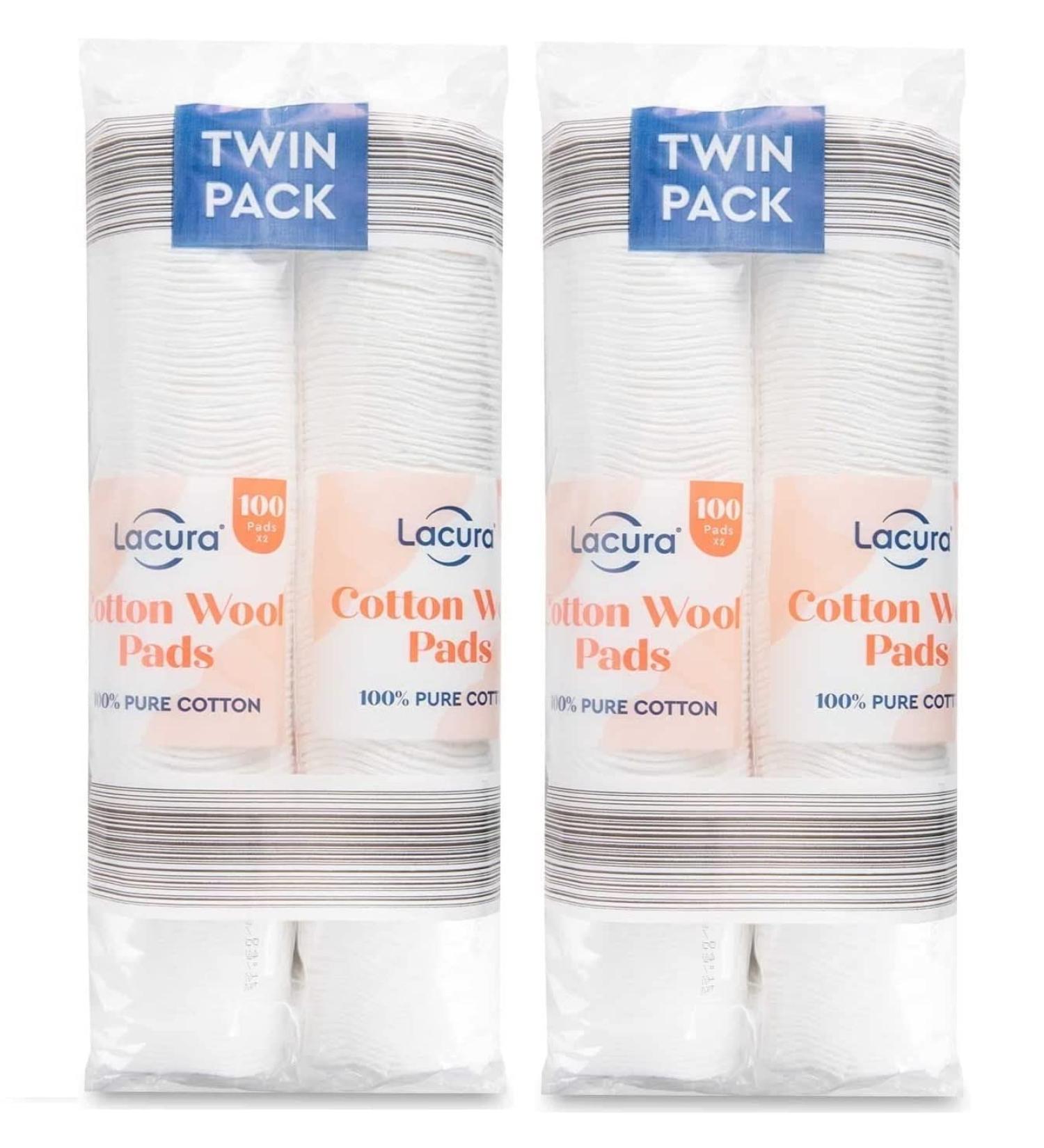 Pure Cotton Wool Pads 2 x 200 (Twin Pack) 400 Organic Cotton Wool Pads For Makeup Removal - Buy Online on GoSupps.com