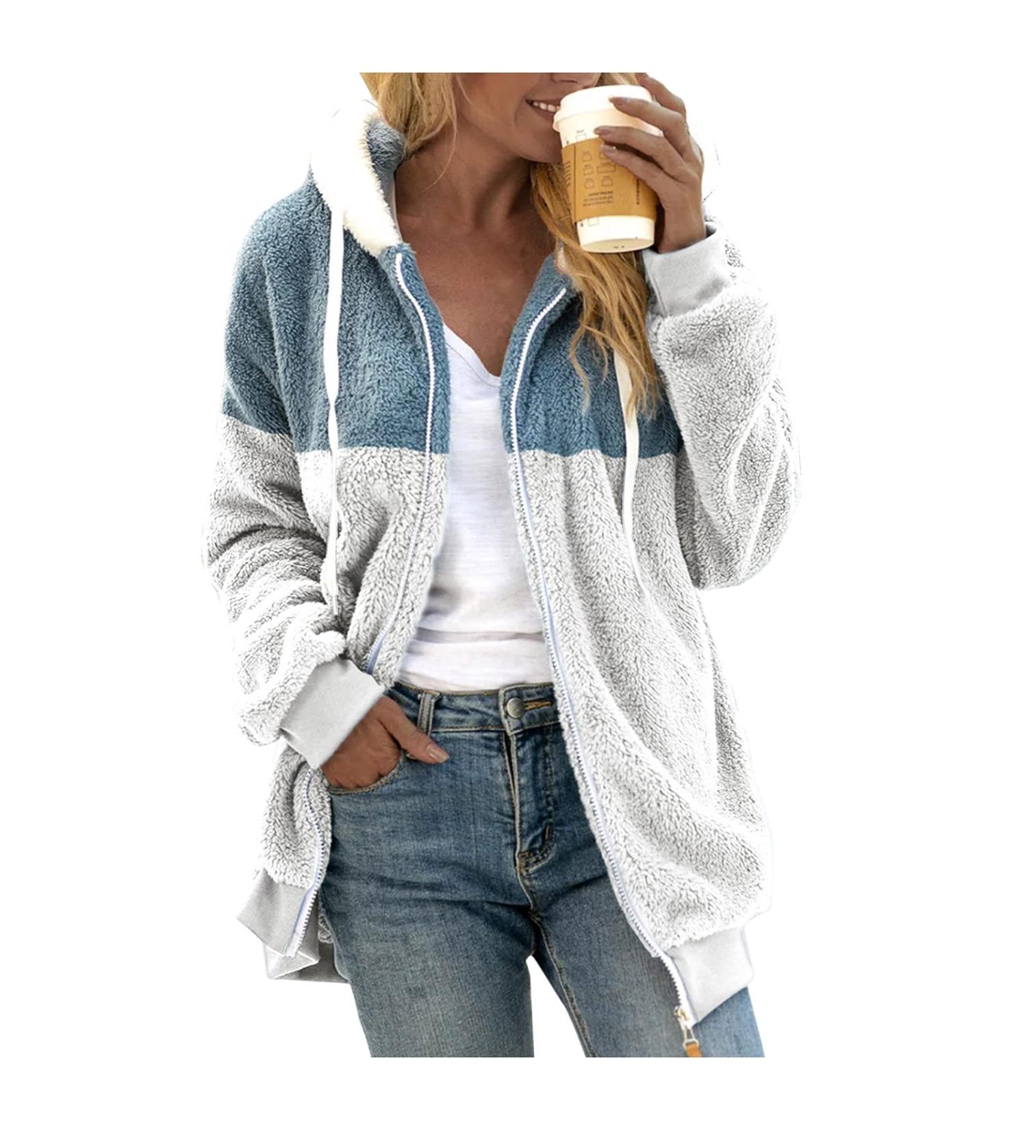 Buy Hanxiulin Oversize Plush Hoodie Jacket - Women's Winter Coat XL Breathable Casual Fashion Warm & Cozy White - Buy Online on GoSupps.com