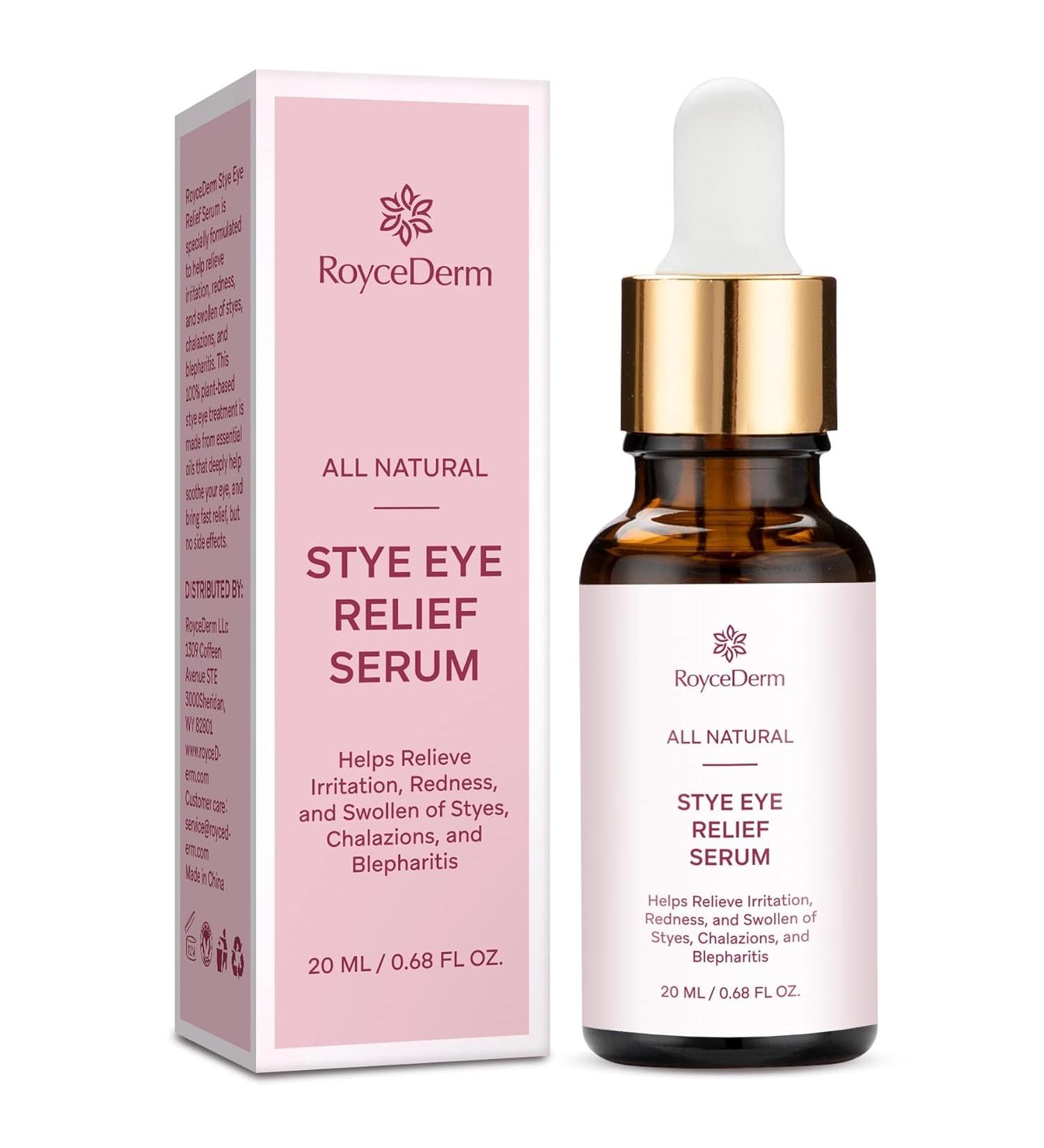Roycederm Stye Eye Treatment Serum: Natural Stye Remover for Styes Chalazion and Blepharitis Safe & Fast Relief - 0.68 Oz - Buy Online on GoSupps.com