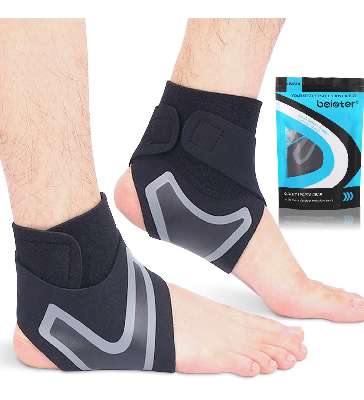 Beister 1 Pair Breathable Neoprene Ankle Support Compression Brace for Men and Women - Elastic Sprain Foot Sleeve for Sports, Arthritis, Plantar Fasciitis - Black Large (Pack of 2) - Buy Online on GoSupps.com