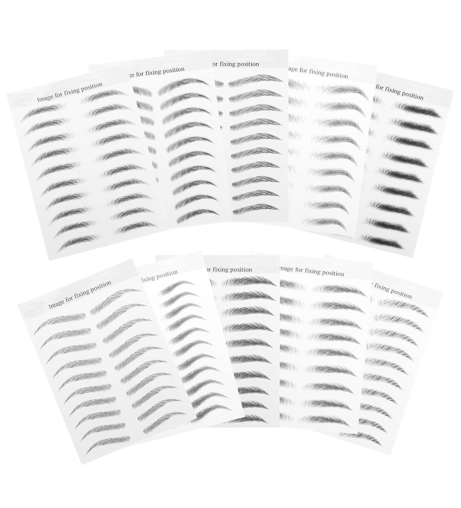 Didiseaon 10 sheets Imitation Temporary Brow Tattoos Eyebrow False Eyebrows D Stickers Waterproof Hair-like 21.5X14cm Black - Buy Online on GoSupps.com
