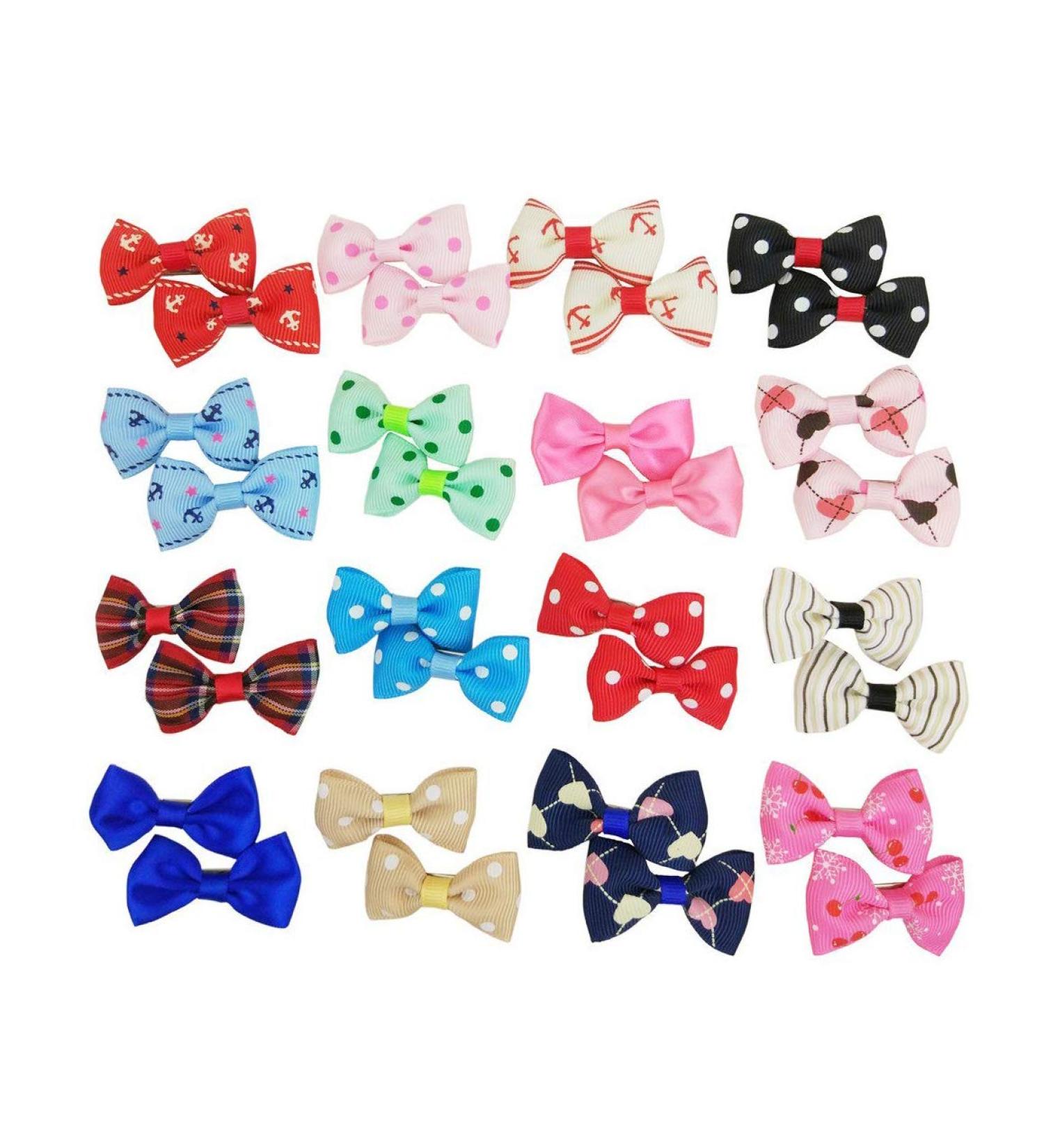 Hixixi 32 Pcs / 16 Pairs Multicolor Beauty Pet Cat Dog Hair Bows Hair Clips Groomin g Accessories 1.6"x0.9" Pink Black Heart - Buy Online on GoSupps.com
