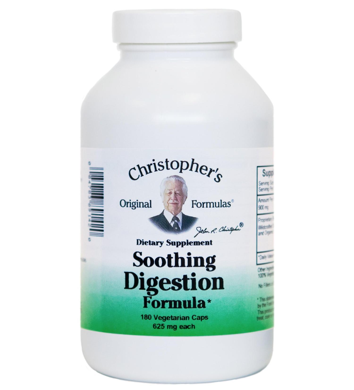 Christopher's Original Formulas Soothing Digestion, 600 mg, 180 Vegetarian Caps - Buy Online on GoSupps.com