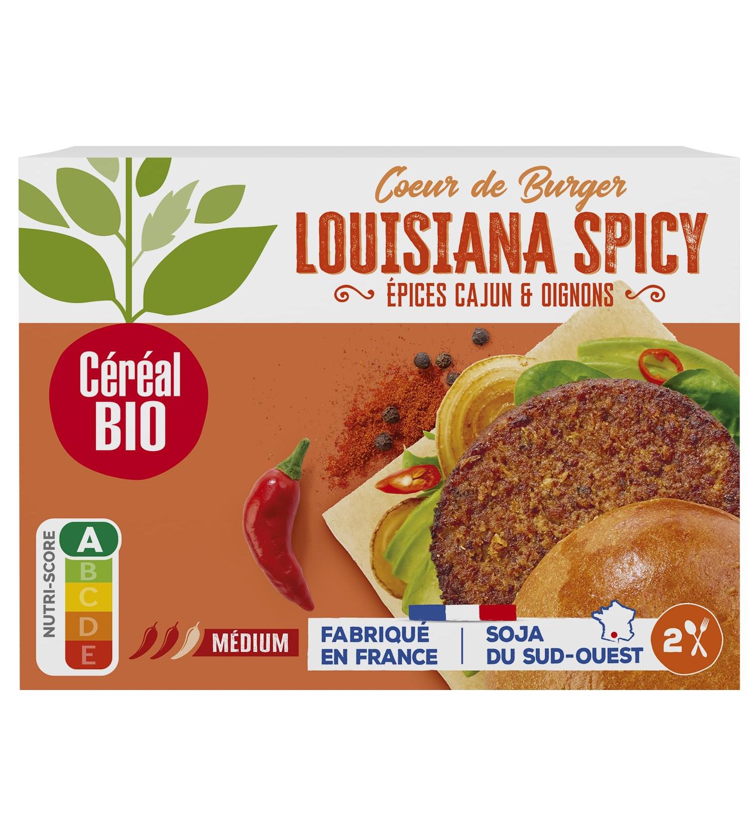 Louisiana Spicy Burger Heart Organic Cereal High in Protein and Source of Fiber Vegan 160g 221727 - Buy Online on GoSupps.com