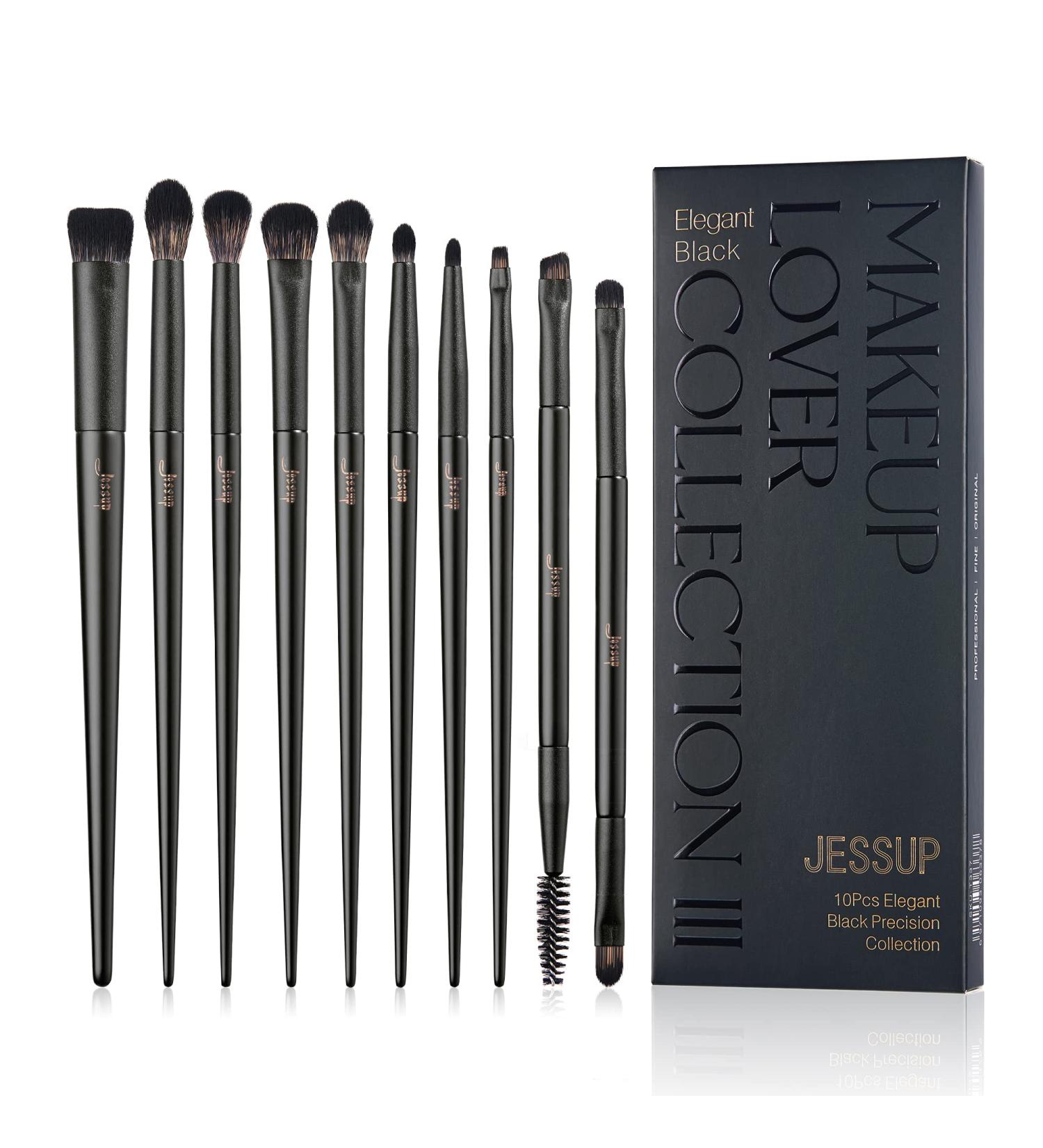 Jessup 10Pcs Eyeshadow Brush Set - Professional Eye Makeup Brushes for Blending, Liner, Crease & Brow - Elegant Black T337 - Buy Online on GoSupps.com