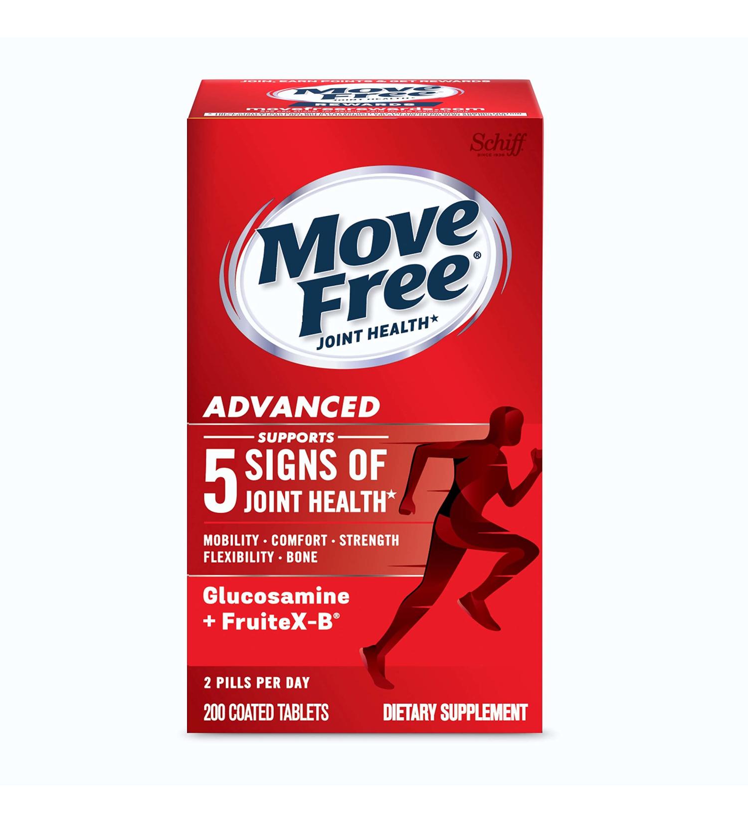 Move Free Advanced Glucosamine Chondroitin + Calcium Fructoborate Joint Support Supplement - 200 Tablets - Buy Online on GoSupps.com