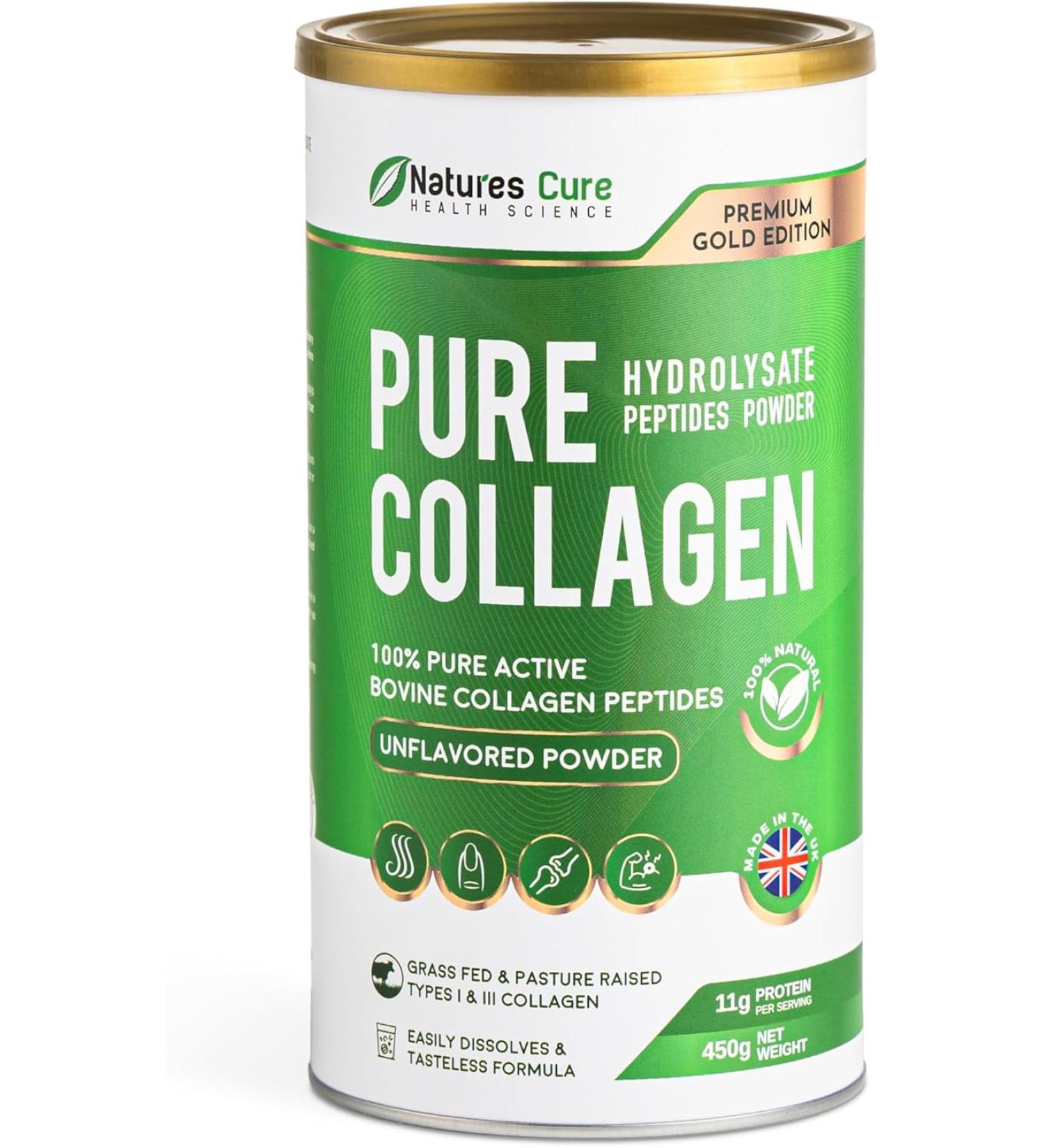 Premium Hydrolyzed Collagen Powder - Unflavored Kosher and Halal Certified Supplement for Joint Health - 450g Can of Bovine Hides Collagen Peptides 38 Servings (Pack of 1) - Buy Online on GoSupps.com