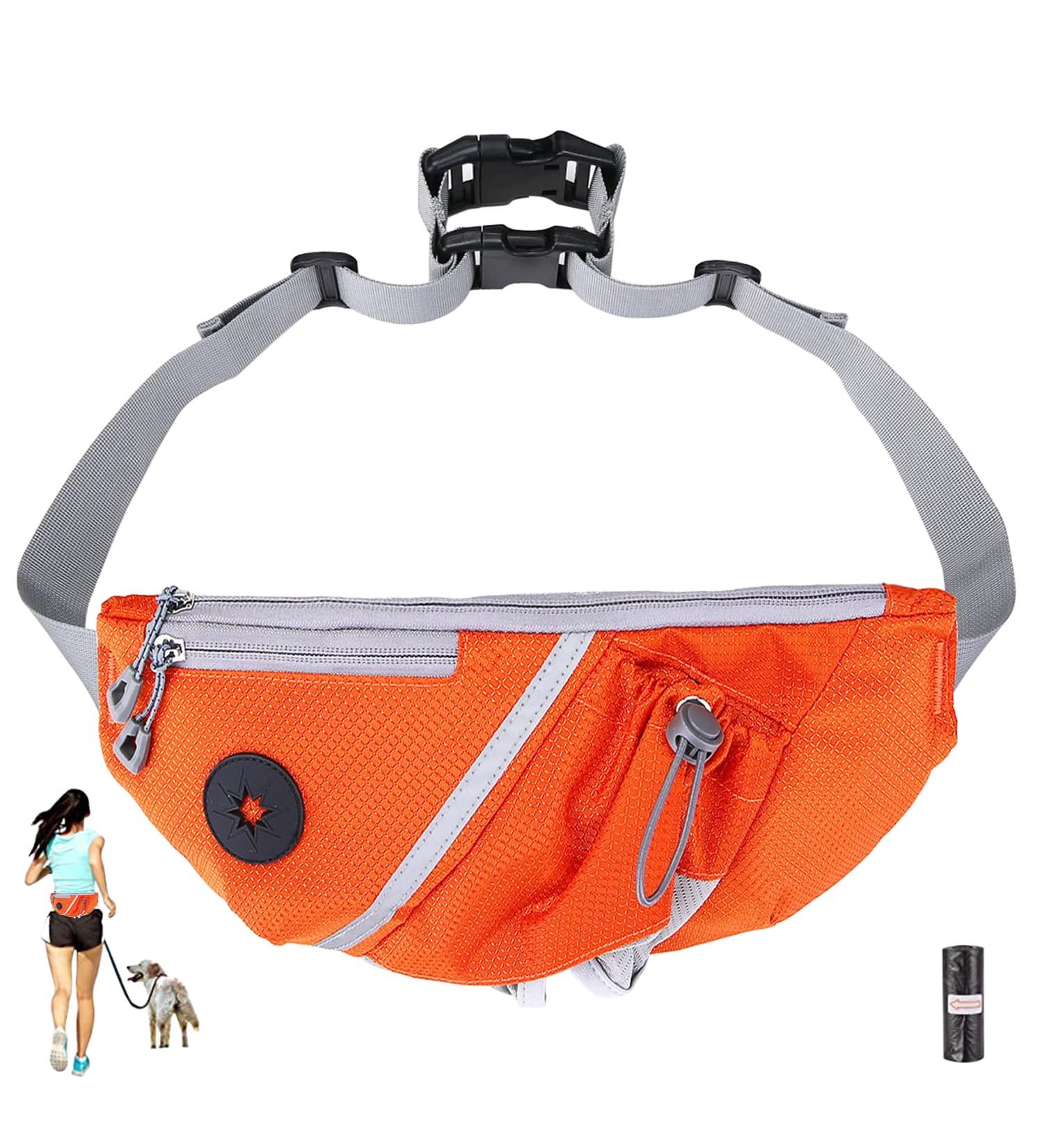 Hands Free Dog Leash with Waist Belt for Jogging Running Walking Waist Bag Pack Women Men Phone Keys Money Holder (Orange) - Buy Online on GoSupps.com