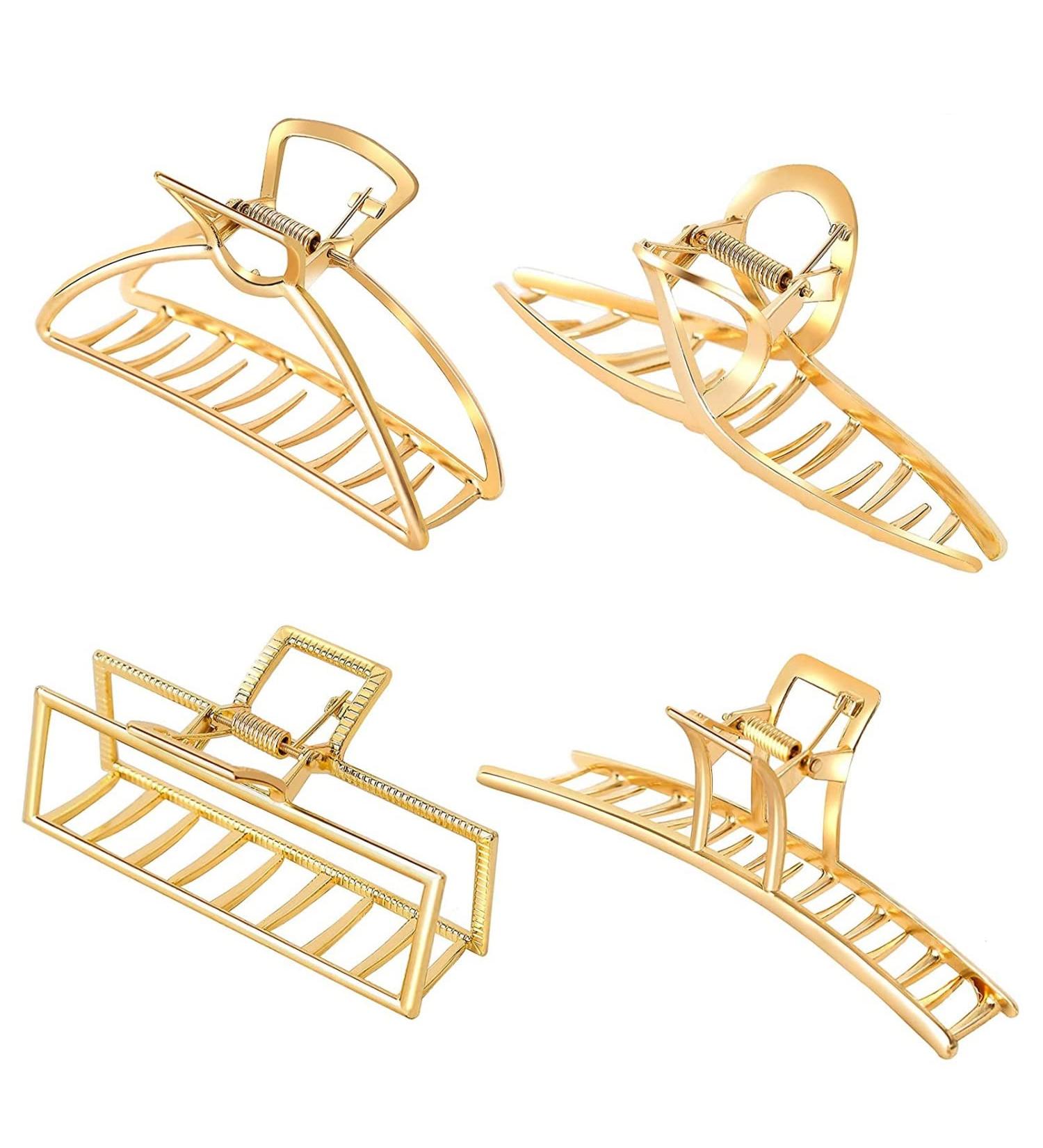 4 Pack Hair Clips Larger Metal Hair Claw Clips Nonslip Elegant Alloy Golden Claw Clips for Thick Hair Women Hair Accessories for Women Girl - Buy Online on GoSupps.com