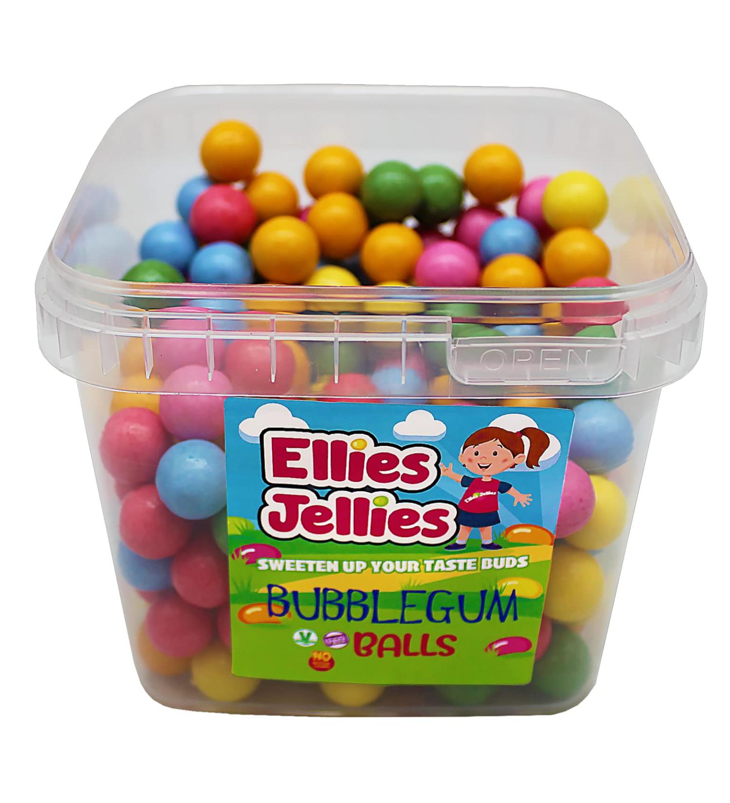 Ellies Jellies Bubblegum Balls 590g Tub Bubblegum Tutti Frutti Flavour Vibrant Coloured Extremely Popular Variety of Colours