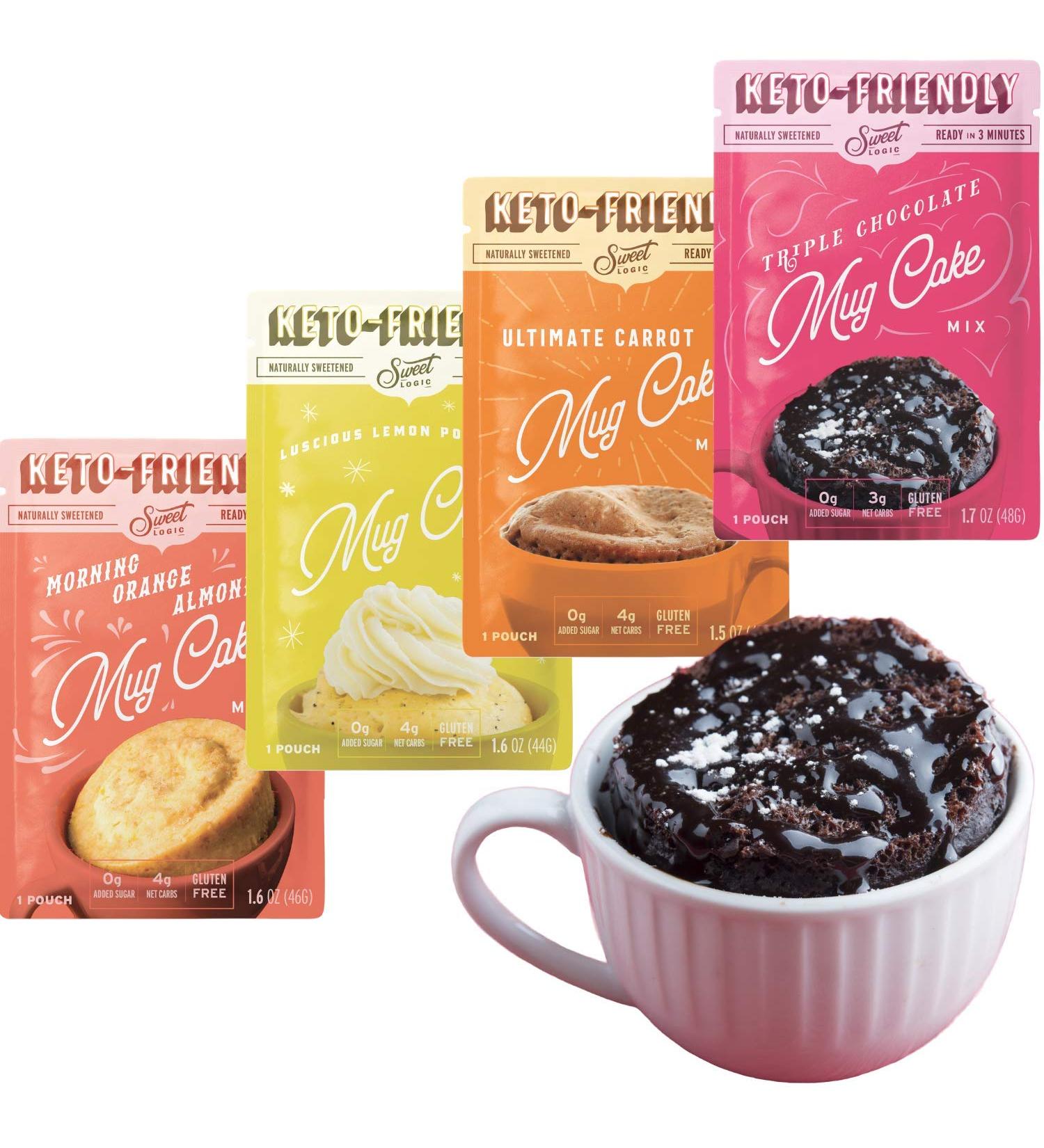 SWEET LOGIC Keto Dessert Mug Cake Mixes - Variety Pack | Refined Sugar Free, Gluten Free, Diabetic Friendly Keto Snacks - 4 Keto Mug Cake Mixes for Sweet and Healthy Treats - Buy Online on GoSupps.com