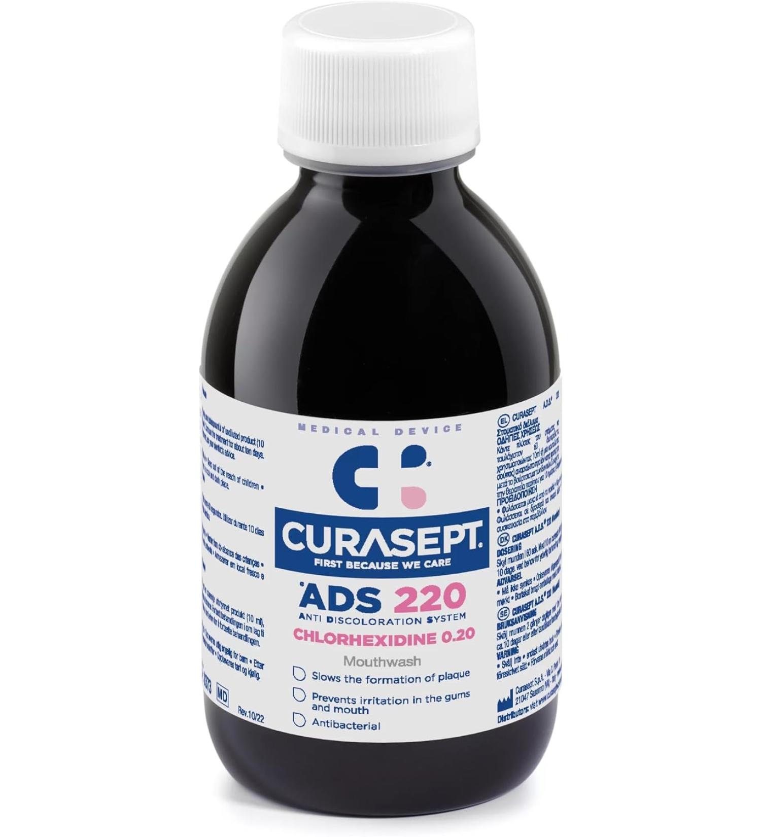 Curasept ADS Mouthwash 0.2% 200ml - Alcohol-Free Oral Rinse for Superior Gum Health - Buy Online on GoSupps.com