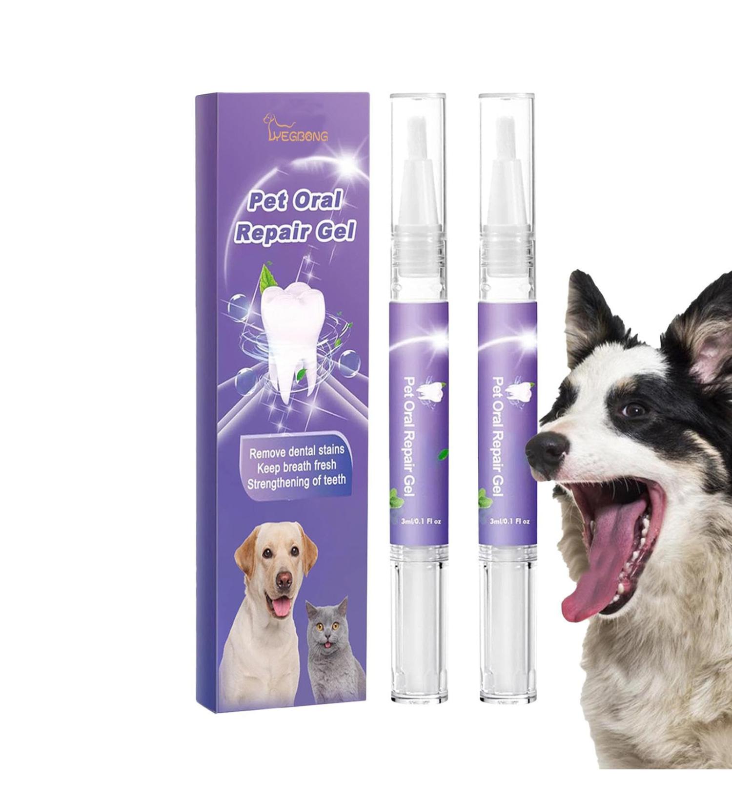 6 Pcs Pet Oral Repair Gel - Dog Bad Breath Eliminator Gel - Pet Oral Repair Without Brushing - Natural Pet Teeth Care Solution for Cat Dog - Buy Online on GoSupps.com