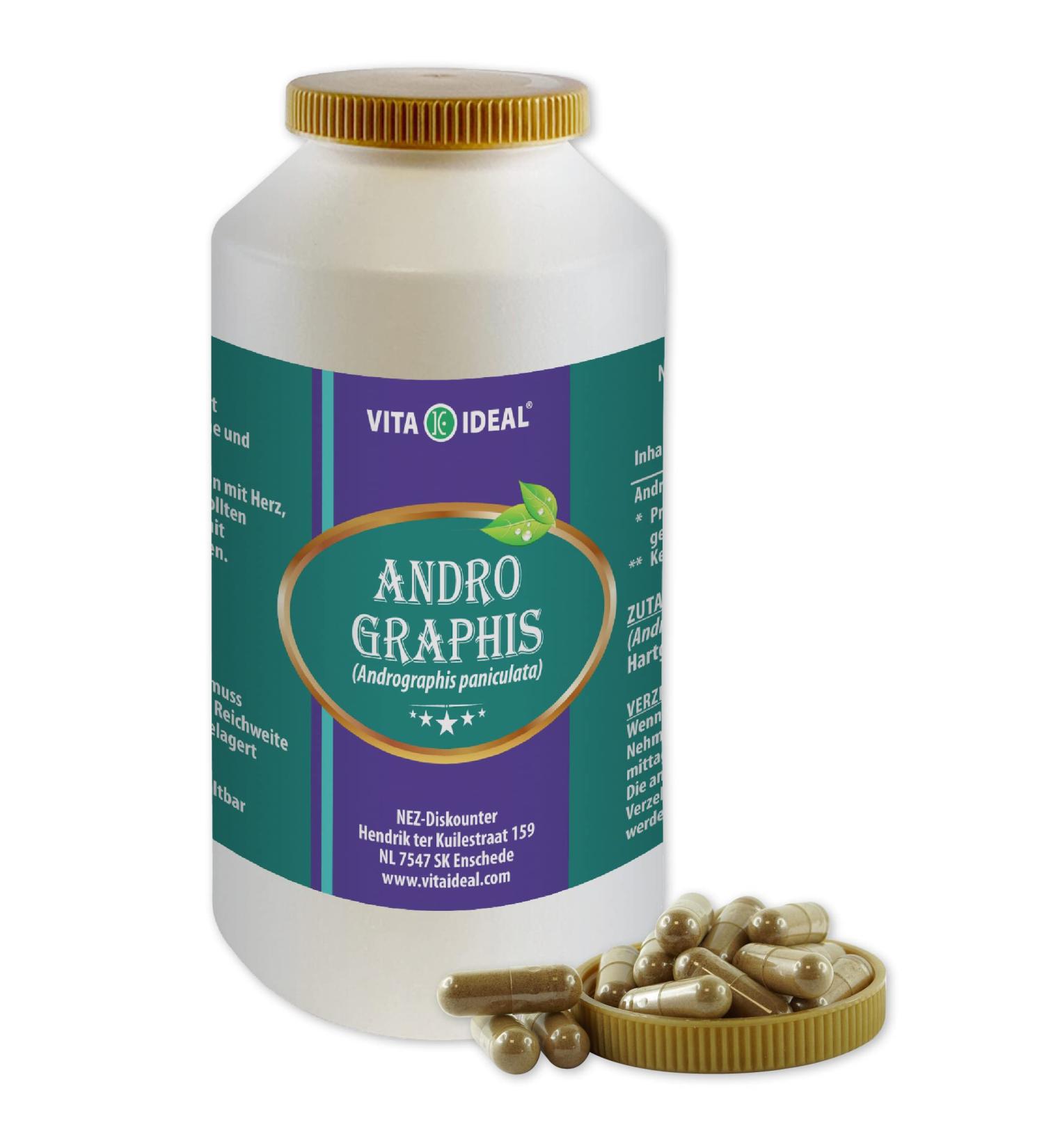 Buy VITA IDEAL Andrographis 4x 360 Capsules - Pure Andrographis Paniculata - Indian Echinacea - 900mg Daily Dose - No Additives - International Shipping Available - Buy Online on GoSupps.com