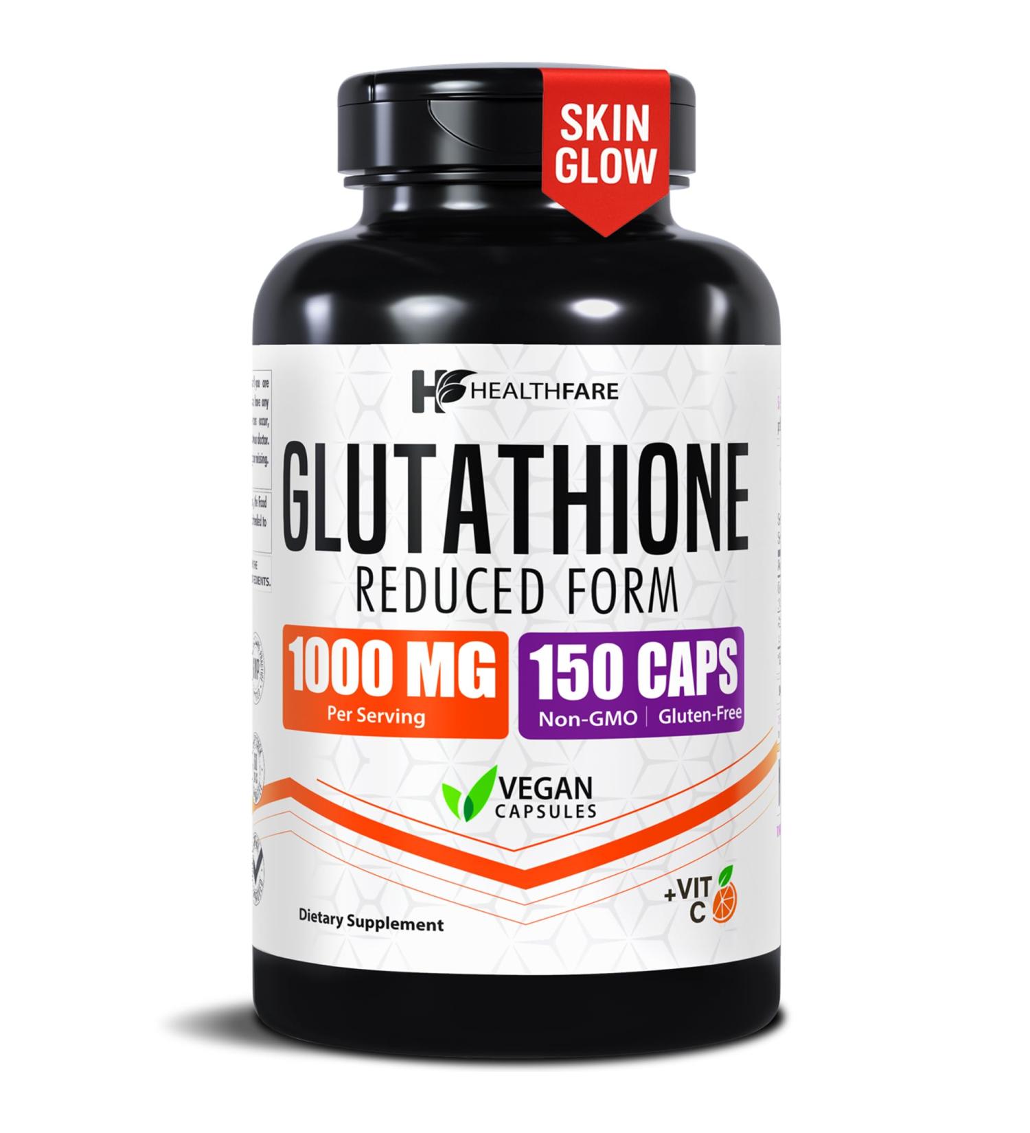 Healthfare Glutathione Supplement 1000mg | Reduced GSH Antioxidant | 98%+ Highly Purified | 150 Vegan Capsules | Immune & Detox Support | Non-GMO Gluten-Free | Made in USA 150 Count (Pack of 1) - Buy Online on GoSupps.com