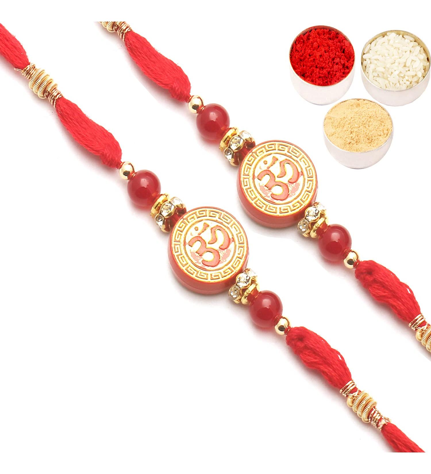 Ghasitaram Gifts Rakhis Online for Brother- Set of 2-6285 Rakhi Thread - Buy Online on GoSupps.com