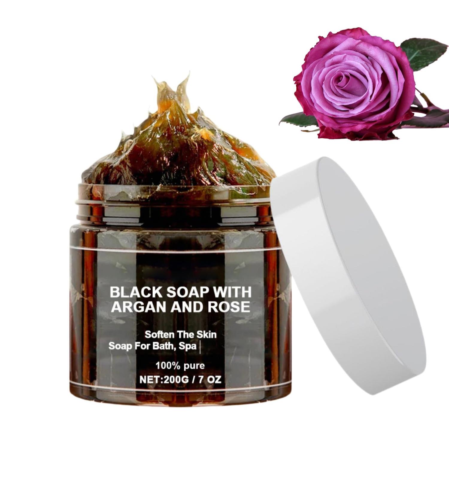  LinBomZony Moroccan Black Soap with Pink Argan Oil 200g Exfoliating Body Soap Deep Cleansing Moisturizing and Gentle Skin Polish Makes It Smooth and Delicate (1 Piece) - Buy Online on GoSupps.com