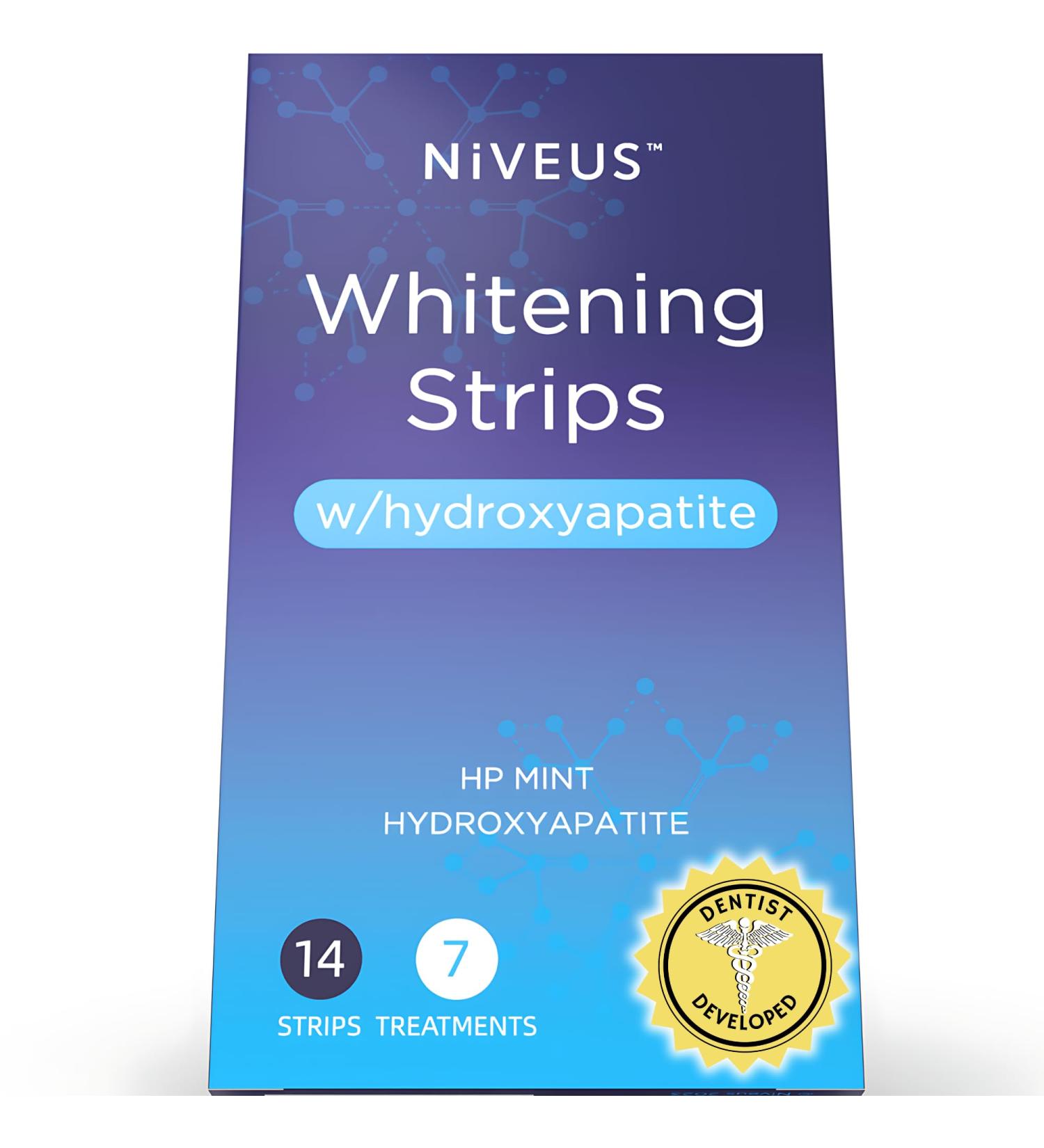 Niveus Teeth Whitening Strips - 7 Enamel Safe Treatments Dentist Grade Hydrogen Peroxide Hydroxyapatite Mint Flavor - Fast International Shipping - Buy Online on GoSupps.com