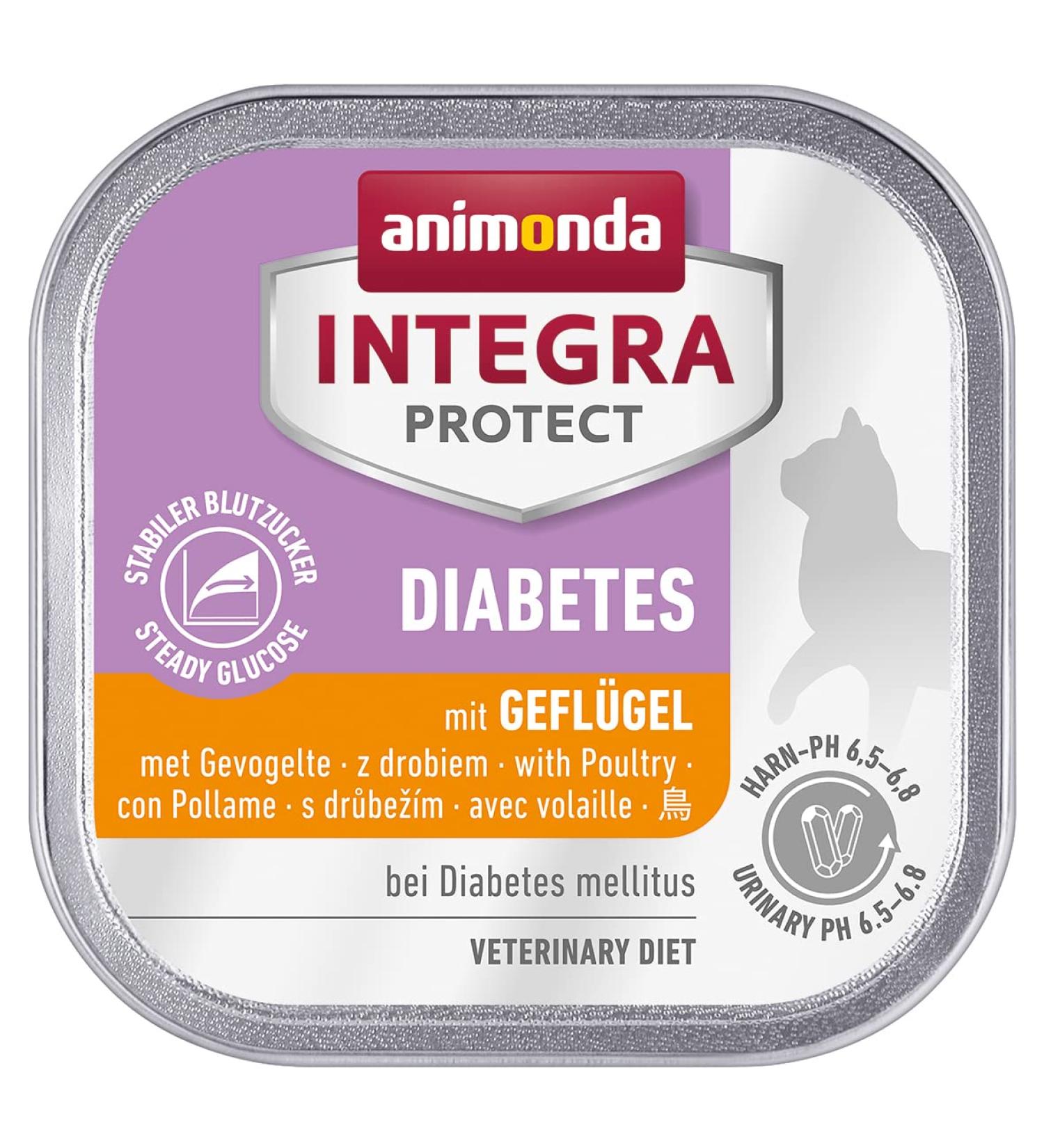 Animonda Integra Protect Diabetes Cat Food - Wet Diet for Diabetes Mellitus Poultry 16 x 100g Pack - Buy Online on GoSupps.com
