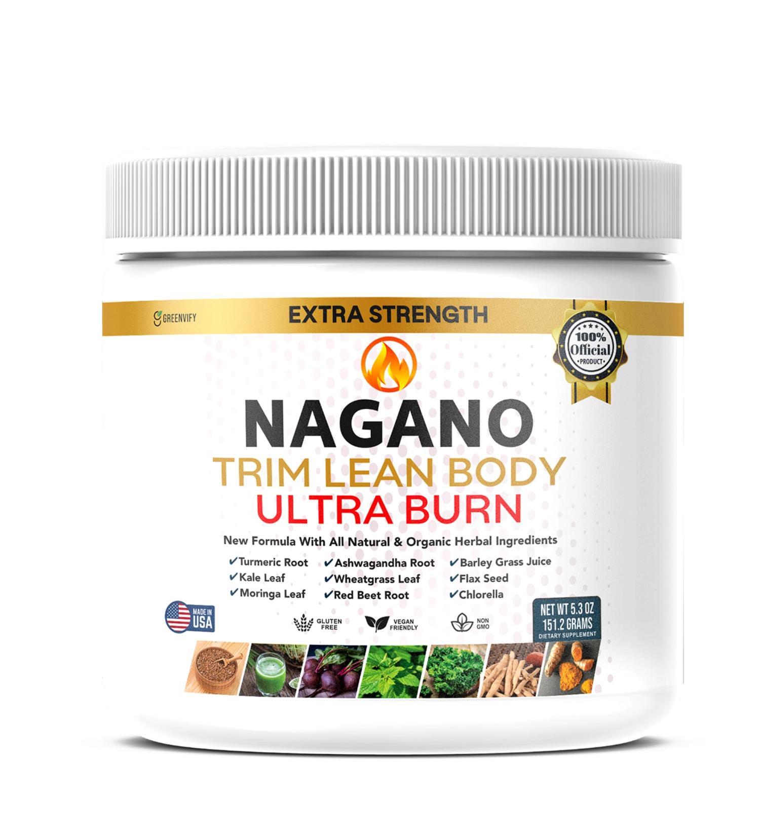 Nagano Trim Lean Body Ultra Burn | Organic Greens Superfood Powder | Supports Energy Detox Digestion Vitality | Turmeric Moringa Wheatgrass Ashwagandha | Gluten-Free Vegan Non-GMO | 5.3 oz (1) - Buy Online on GoSupps.com