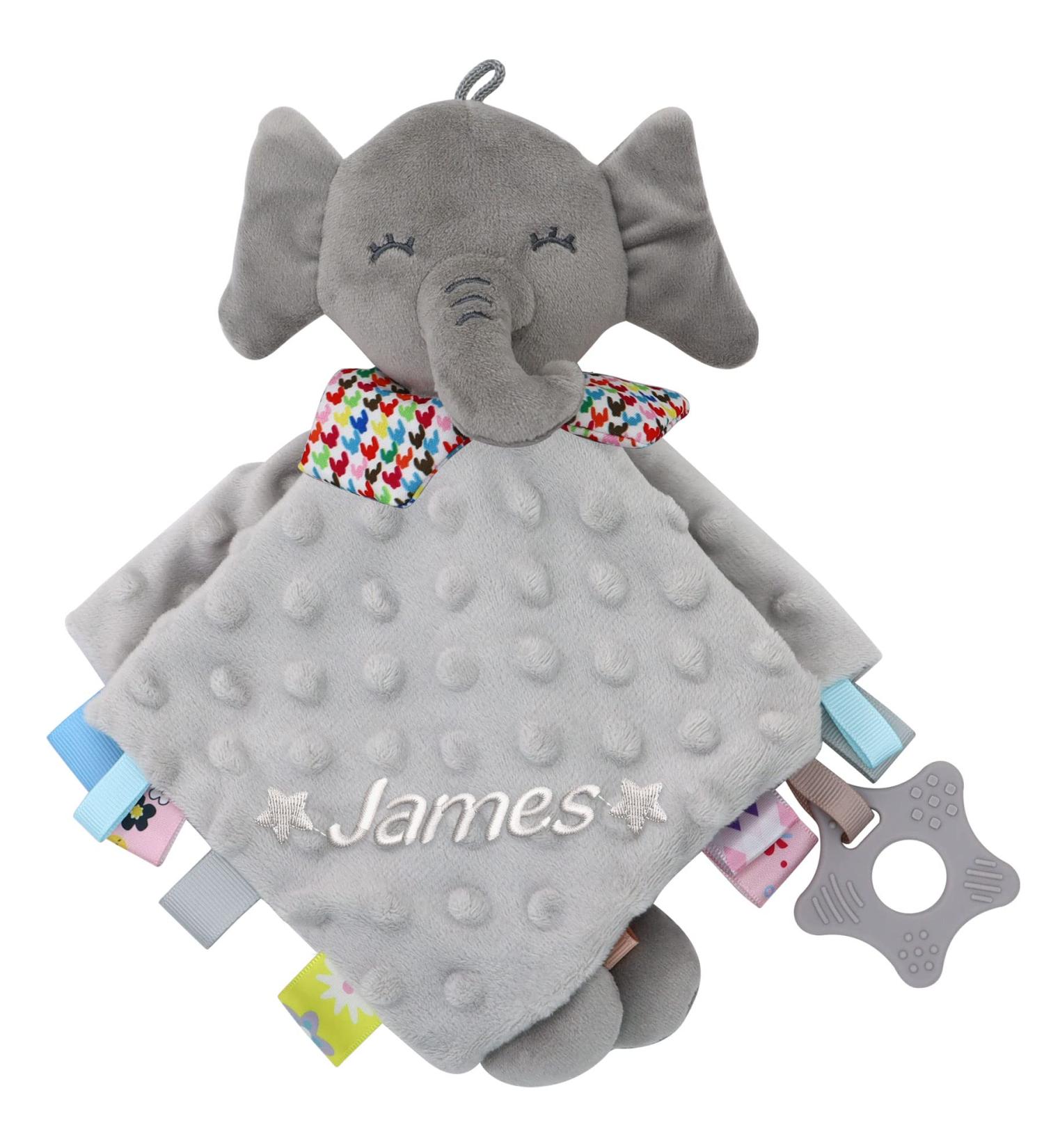 Baby Keepsake Rattle Personalized Security Blanket with Custom Embroidered Name for Newborn Baby Boys and Girls  Super Soft Plush Stuffed Elephant Baby Cuddle Blanket Snuggle Toy with Rattle Elephant Grey - Buy Online on GoSupps.com