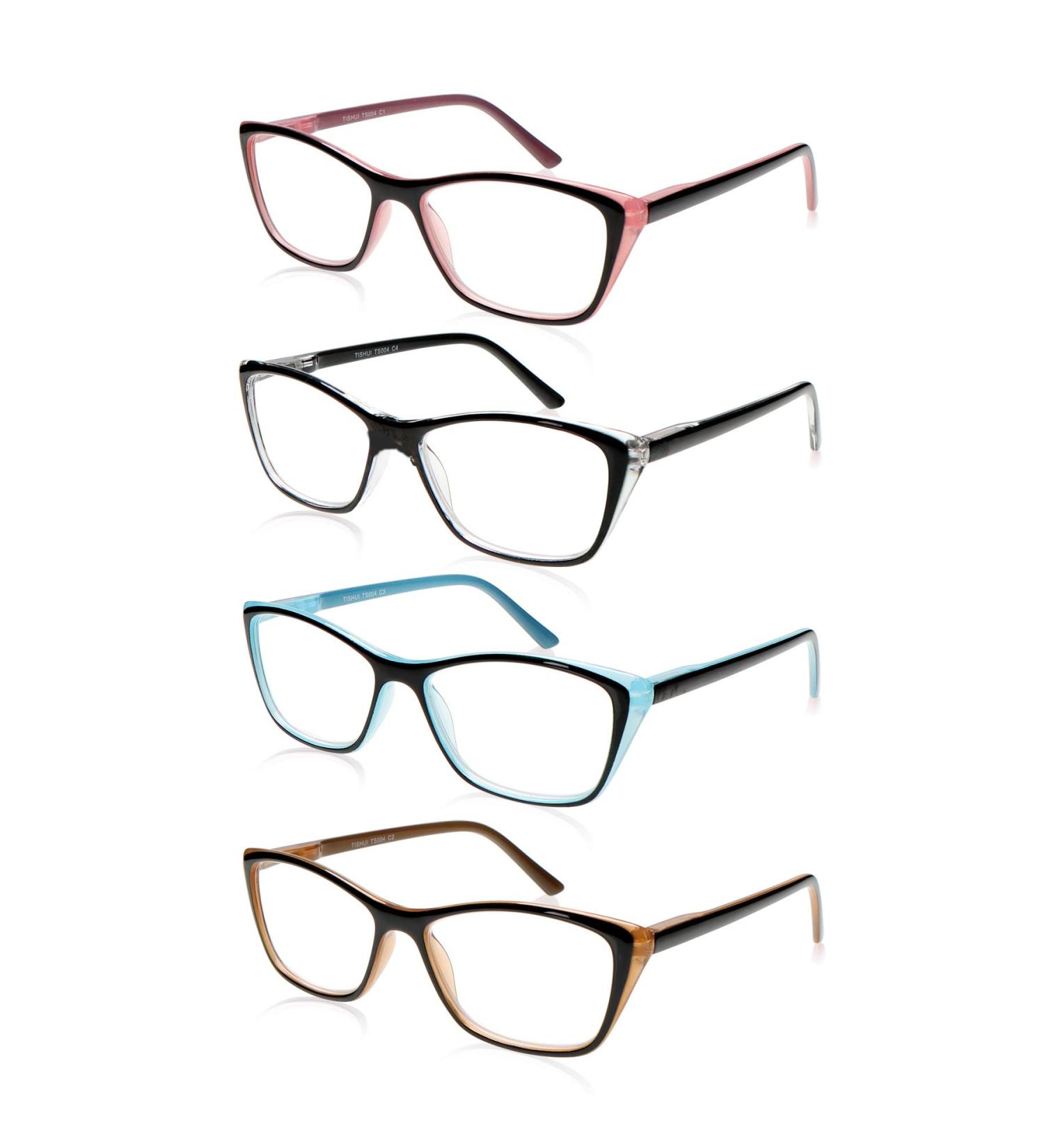 Stylish Women's Cat Eye Reading Glasses 4-Pack with Cases - Lightweight Frame, Spring Hinge - 2.0x Magnification - Buy Online on GoSupps.com