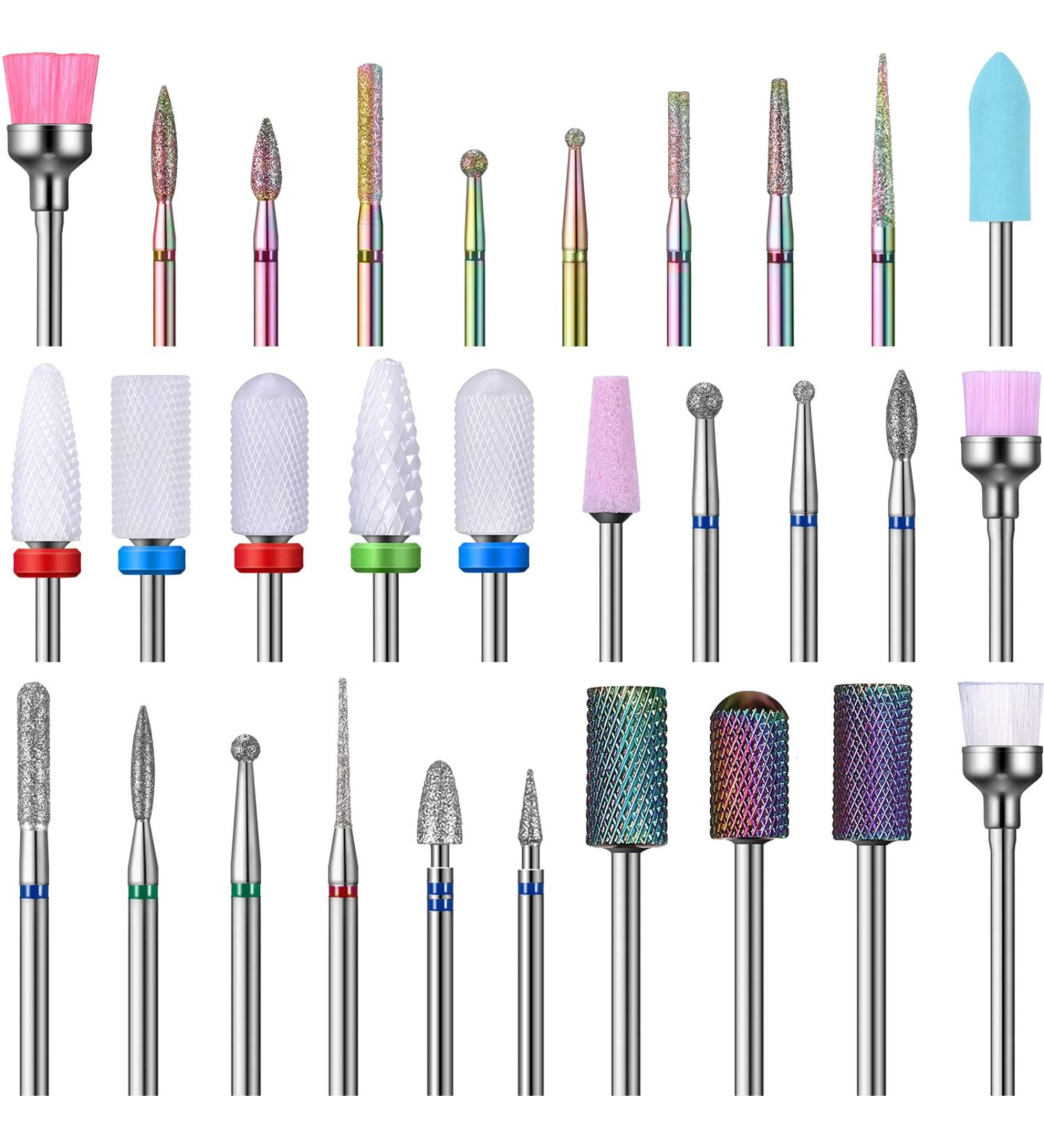 30-Piece Nail Drill Bits Set - Ceramic & Diamond Efile Bits for Professional Nail Manicure Pedicure - Carbide Cuticle Remover Tools for Home Salon Acrylic Gel Nails - Buy Online on GoSupps.com