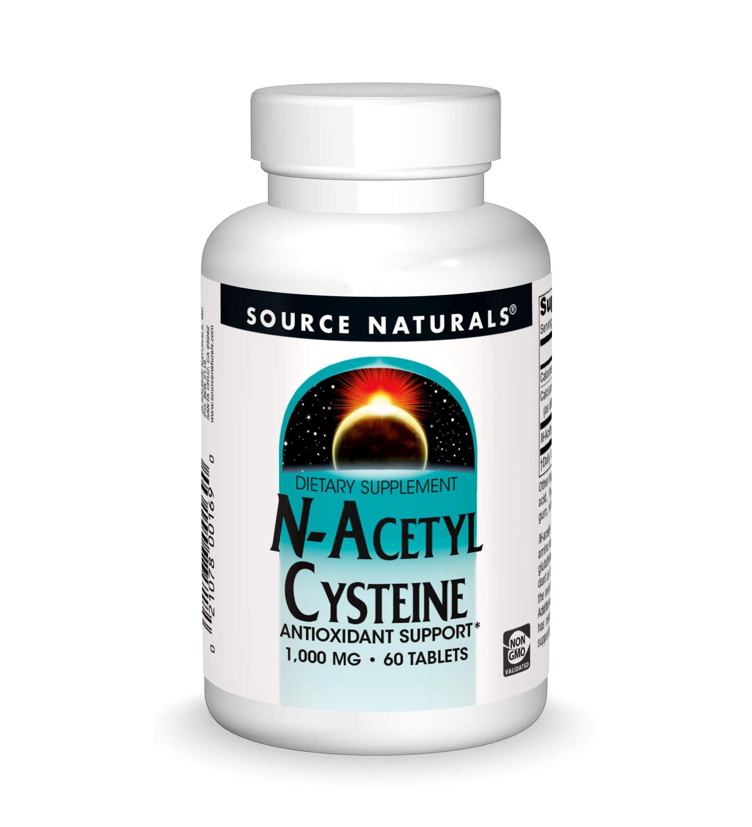 Source Naturals N-Acetyl Cysteine 1000mg - Antioxidant Respiratory Health Support - 60 Tablets - Buy Online on GoSupps.com