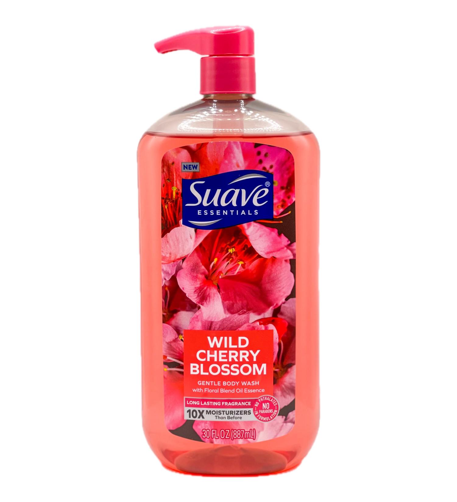 Shop Suave Essentials Wild Cherry Blossom Body Wash 30 fl oz - Nourishing & Hydrating Formula for All Skin Types - International Shipping Available - Buy Online on GoSupps.com