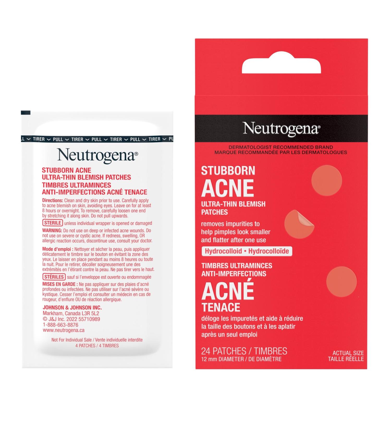 Neutrogena Stubborn Acne Blemish Patches Hydrocolloid Spot Treatment Pimple Care Patch Hypoallergenic 24 Patches Per Pack - Buy Online on GoSupps.com