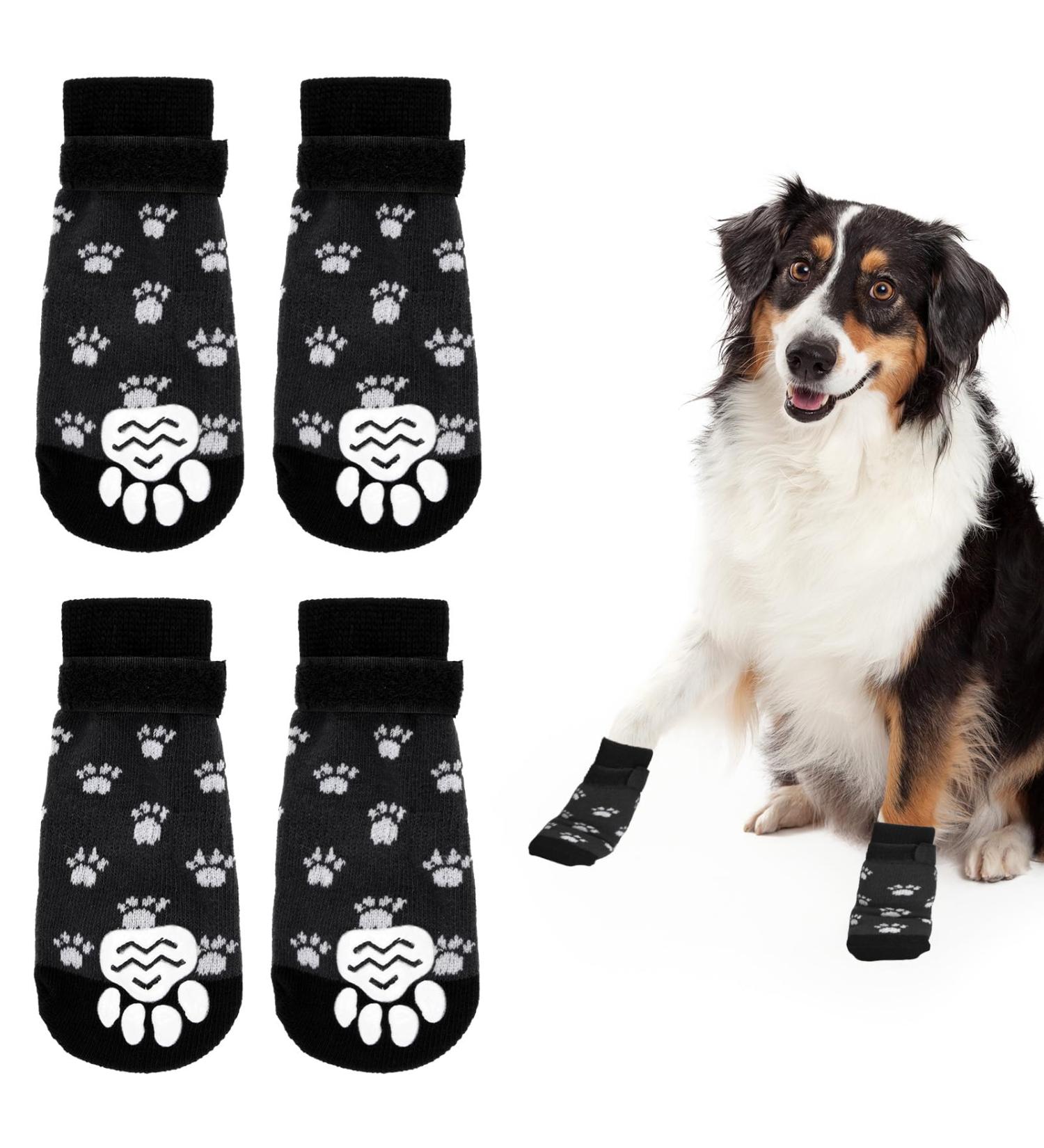 Xinzistar Dog Socks 2 Pairs | Anti-Slip Paw Protectors for Dogs | Adjustable Straps & Grips | Indoor Outdoor Wear | Small Medium Large Dogs - Buy Online on GoSupps.com