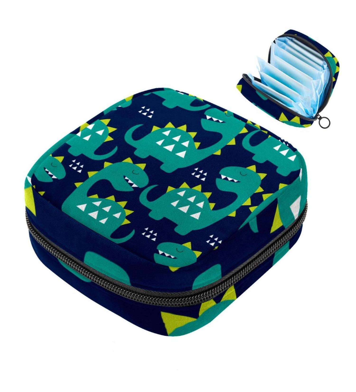 Sweet Green Dinosaur Women's Binding Bag - Large Menstrual Cup Pocket & Zipper - Perfect for Panty Liners Tampons & Periodic Insoles - Buy Online on GoSupps.com