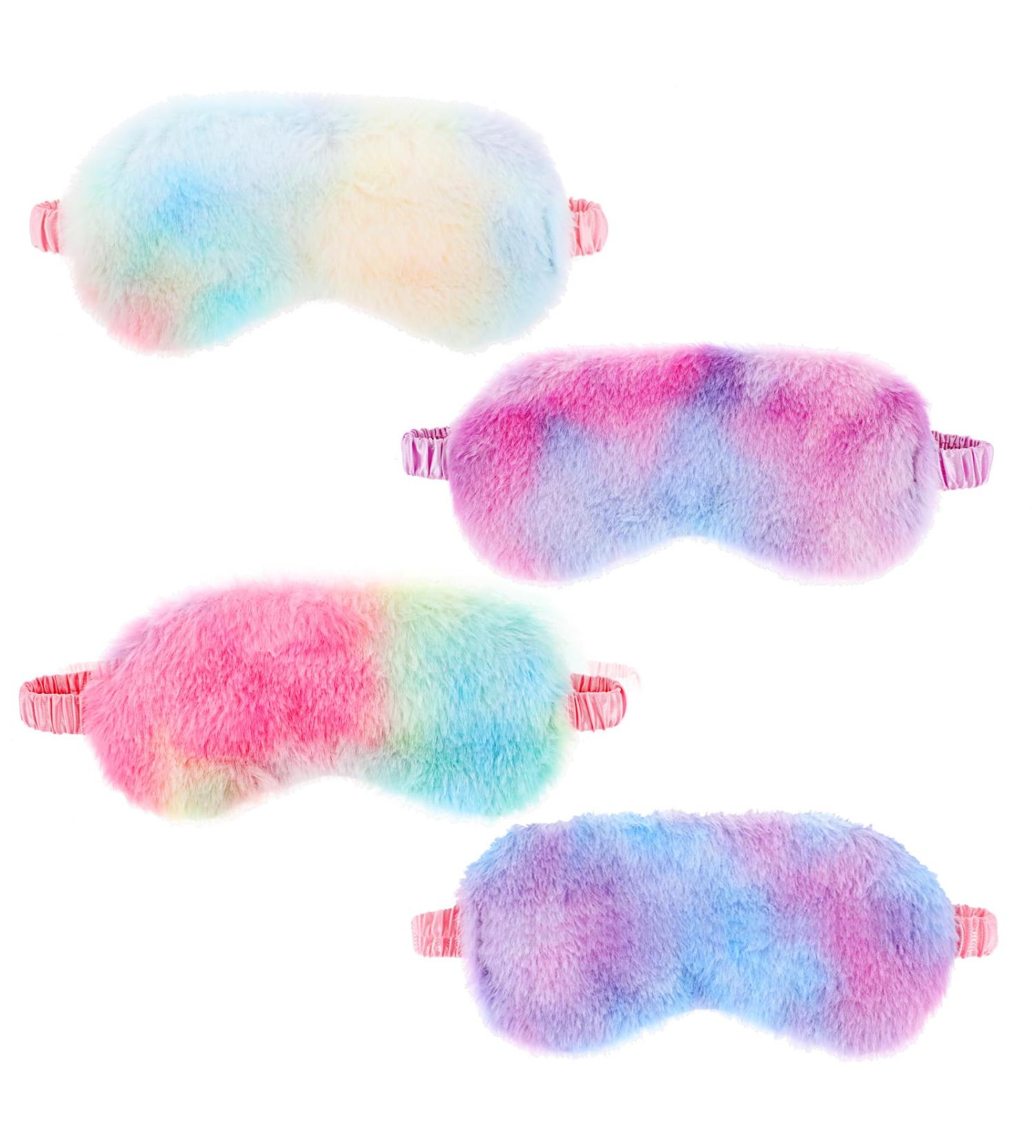 4 Pieces Plush Eye Mask Set - Soft Furry Rainbow Sleeping Blindfold for Women Kids & Teens - Comfortable Travel & Nap Accessories - Buy Online on GoSupps.com
