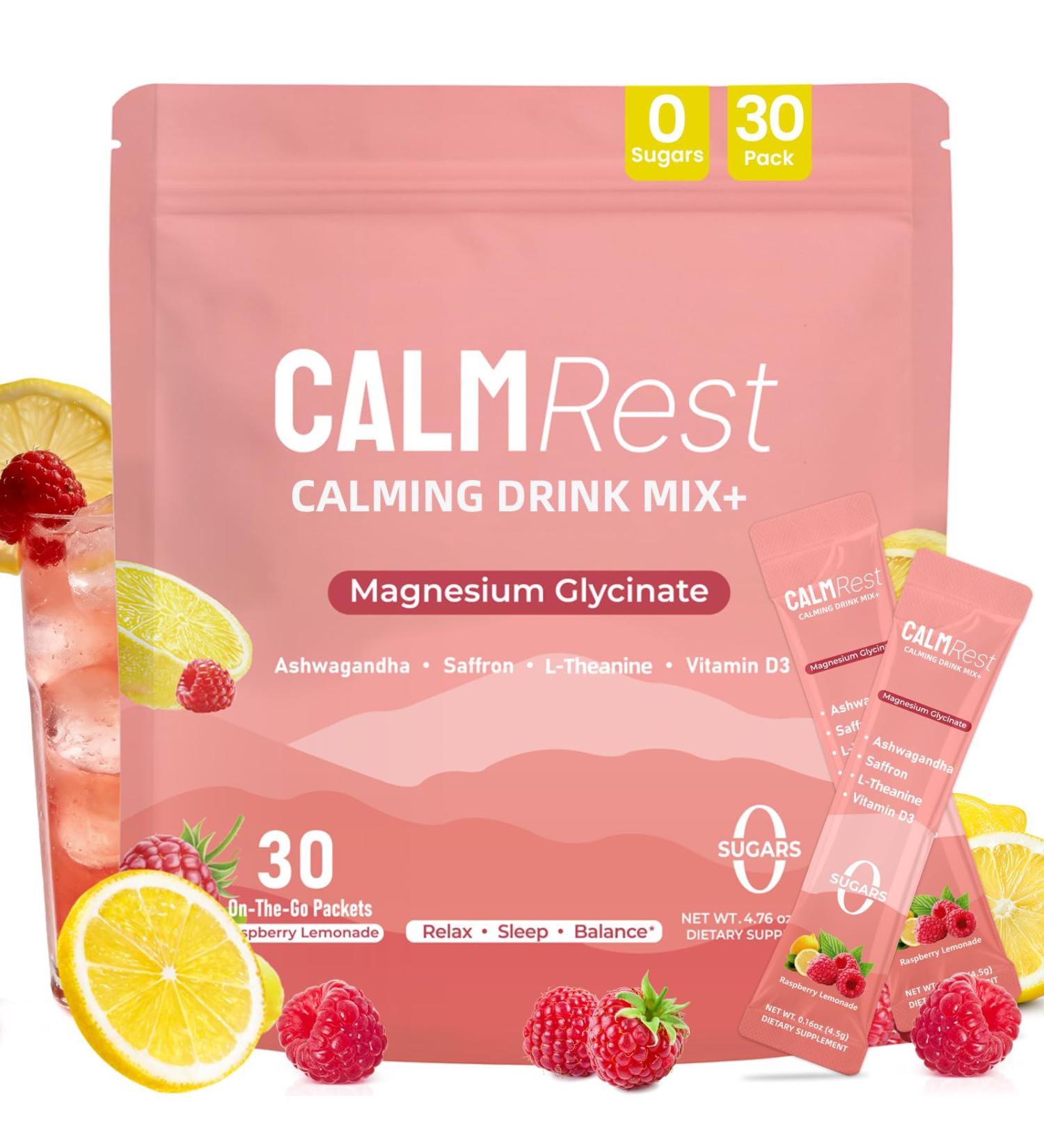 Calm Magnesium Powder Calming Drink Mix Cortisol Supplement for Women with Ashwagandha Saffron L Theanine Vitamin D3-Stress Relief & Relaxation Support No Sugar 30Ct Raspberry Lemonade Raspberry Lemonade 0.16 Ounce (P  - Buy Online on GoSupps.com