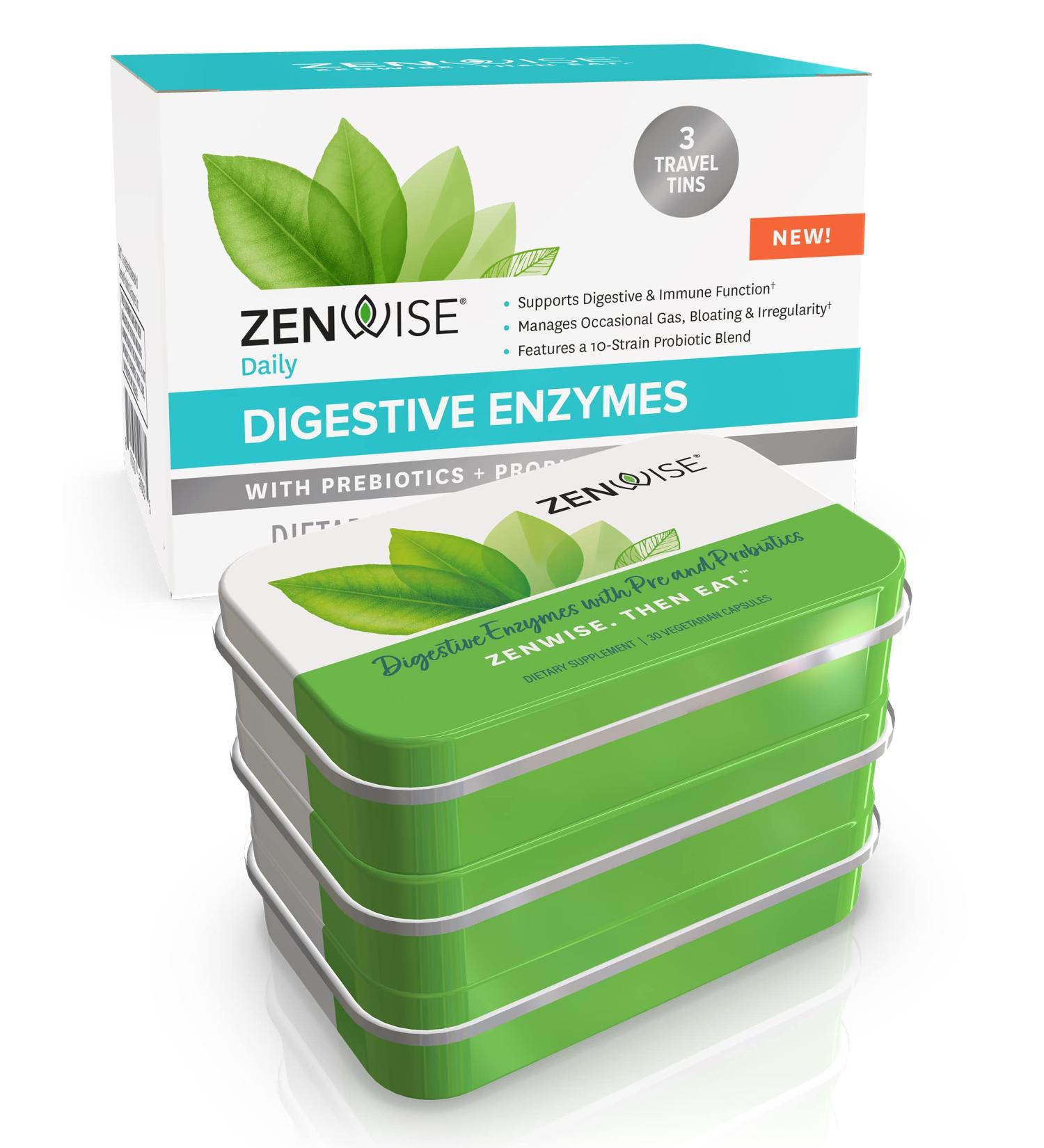 Zenwise Health Digestive Enzymes + Prebiotics & Probiotics Supplement (90 Count) - Travel Size for Daily Digestion & Immune Support - Buy Online on GoSupps.com
