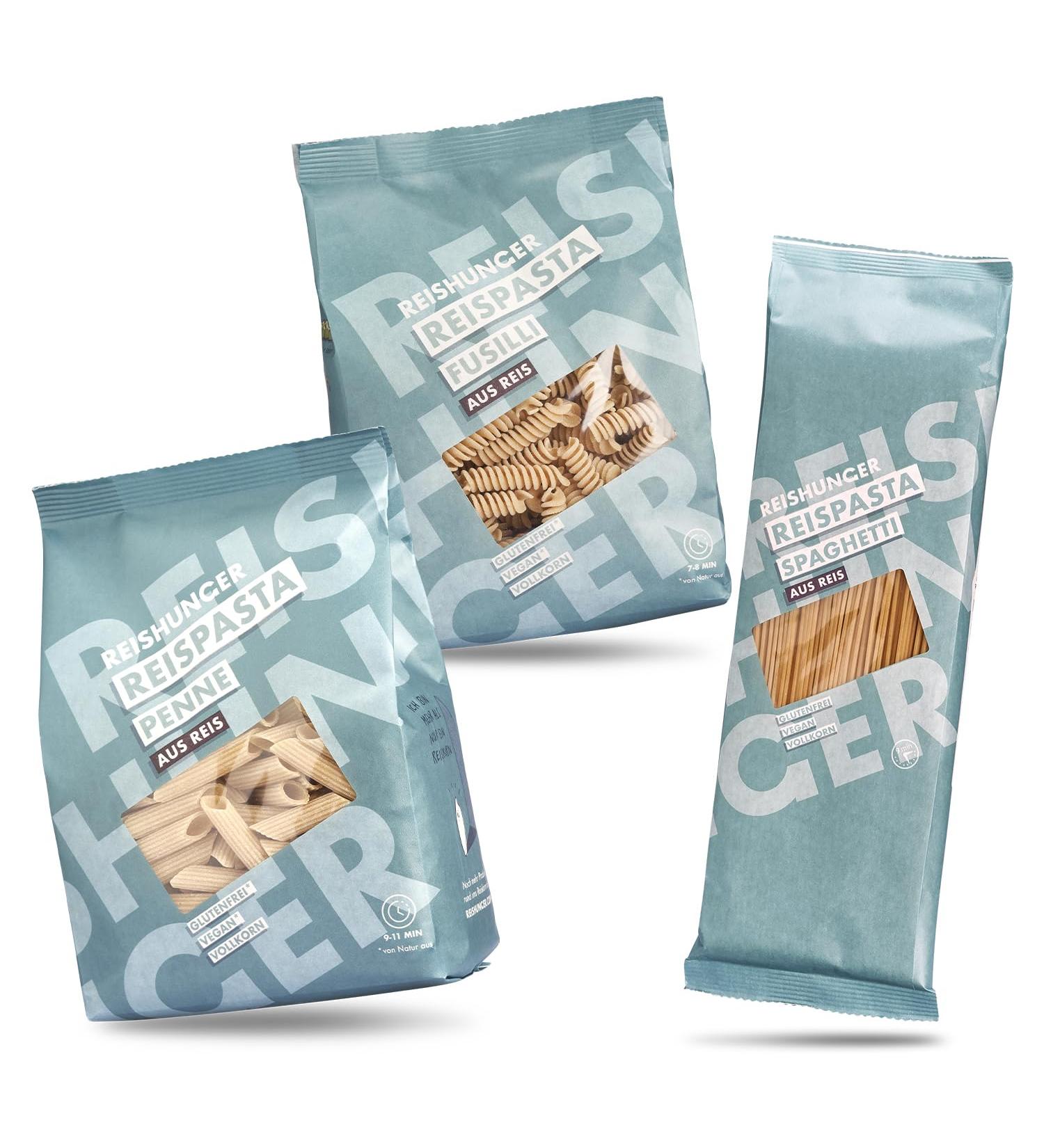 Reishunger Gluten-Free Rice Noodles (3 x 400g) - Nutrient-Rich Italian Pasta - Penne Fusilli & Spaghetti - Perfect for Celiac Disease - Buy Online on GoSupps.com