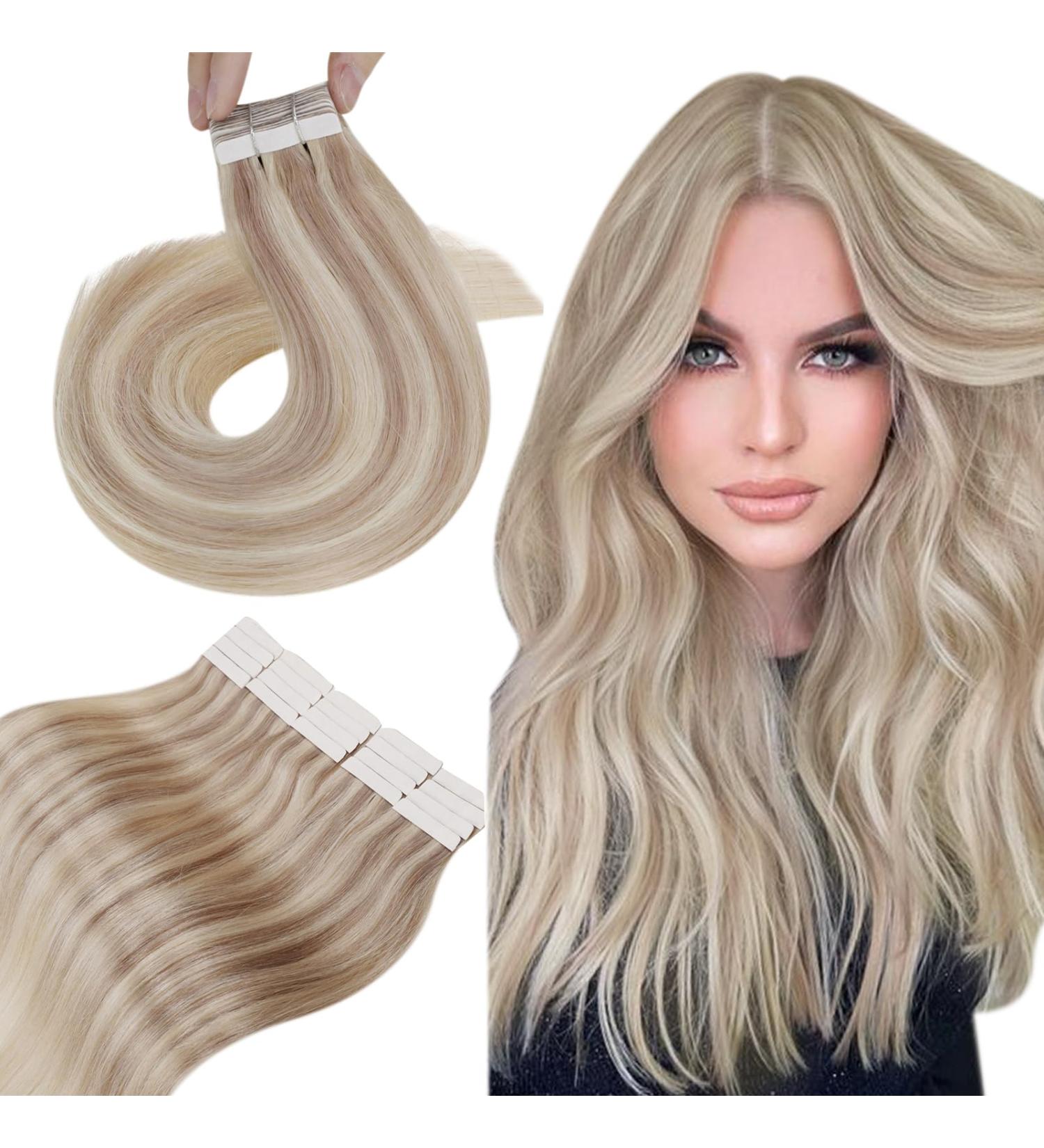 Hetto Tape-In Extensions - Real Remy Hair Invisible Ash Blonde #P18A/613 30cm 40g - Smooth and Easy to Apply - Buy Online on GoSupps.com