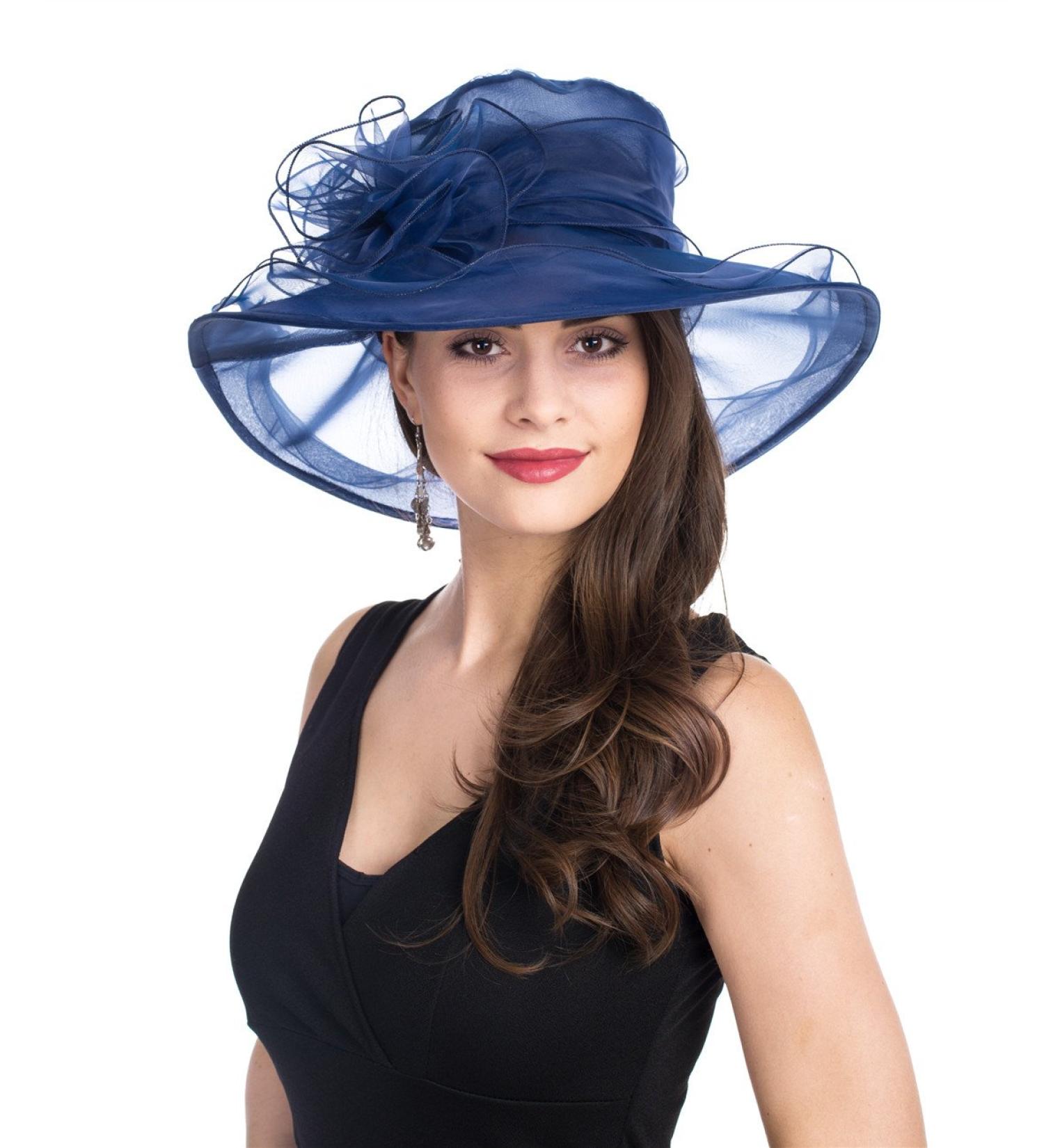 Lucky Leaf Women's Kentucky Derby Church Cap Wide Brim Sun Hat in Navy - Perfect for Party and Wedding - Buy Online on GoSupps.com