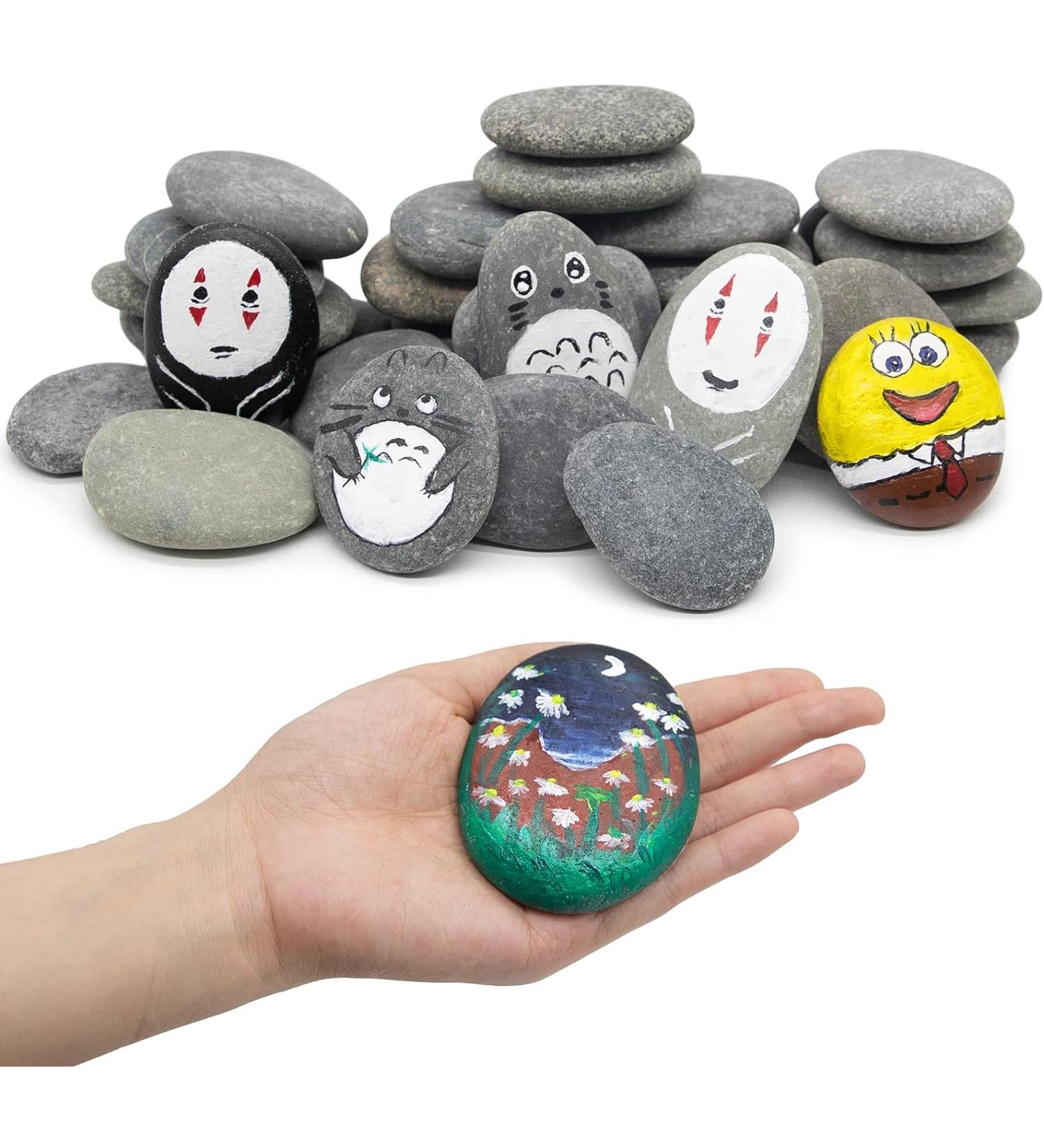 40 Pcs Large Rocks for Painting 25pcs 2-3â & 15pcs 3-4â River Rocks for Painting Natural Flat & Smooth Rocks for Painting for Kids & Adult Craft Gift - Buy Online on GoSupps.com