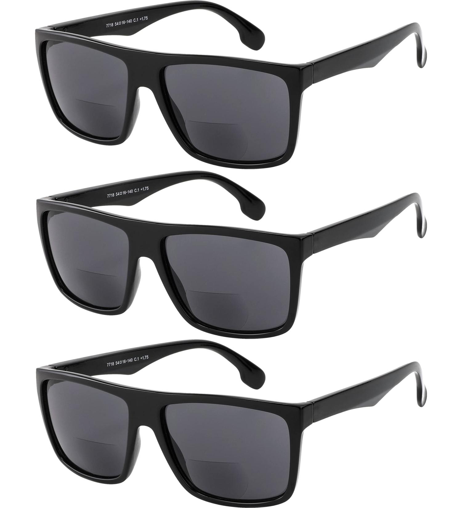Yogo Vision Bifocal Reading Sunglasses for Men & Women - UV400 Classic Retro Style Readers Eyewear | 3 Pack +2.5 Black - Buy Online on GoSupps.com