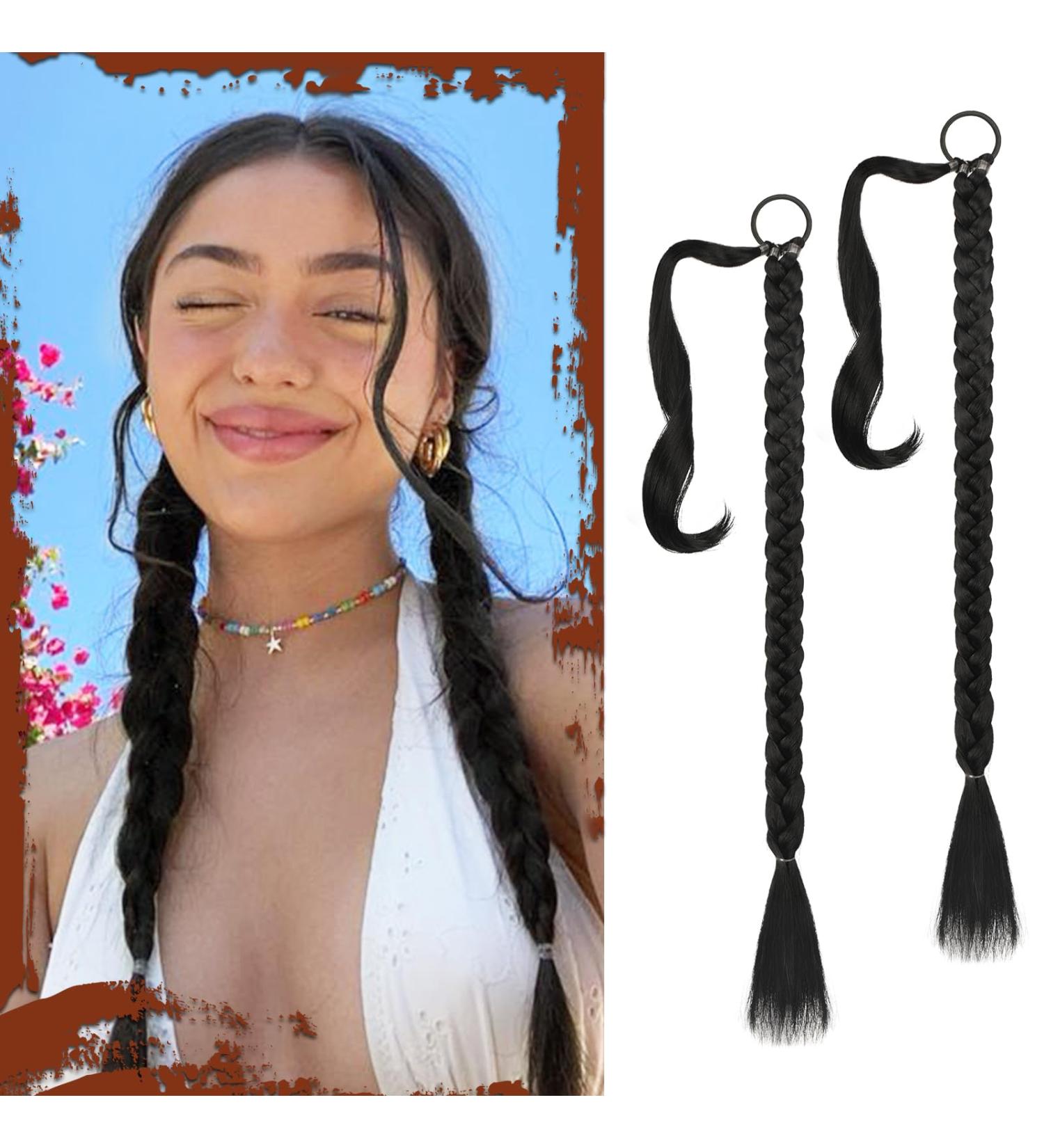 Sofeiyan Long Braid Ponytail Extension with Hair Tie Straight Sleek Wrap Around Hair Extensions Braid Pony Tail Fluffy Natural Soft Synthetic Hairpieces for Women Daily Wear 2Pcs 26 inch-Black 26 Inch (Pack of 2) Black - Buy Online on GoSupps.com