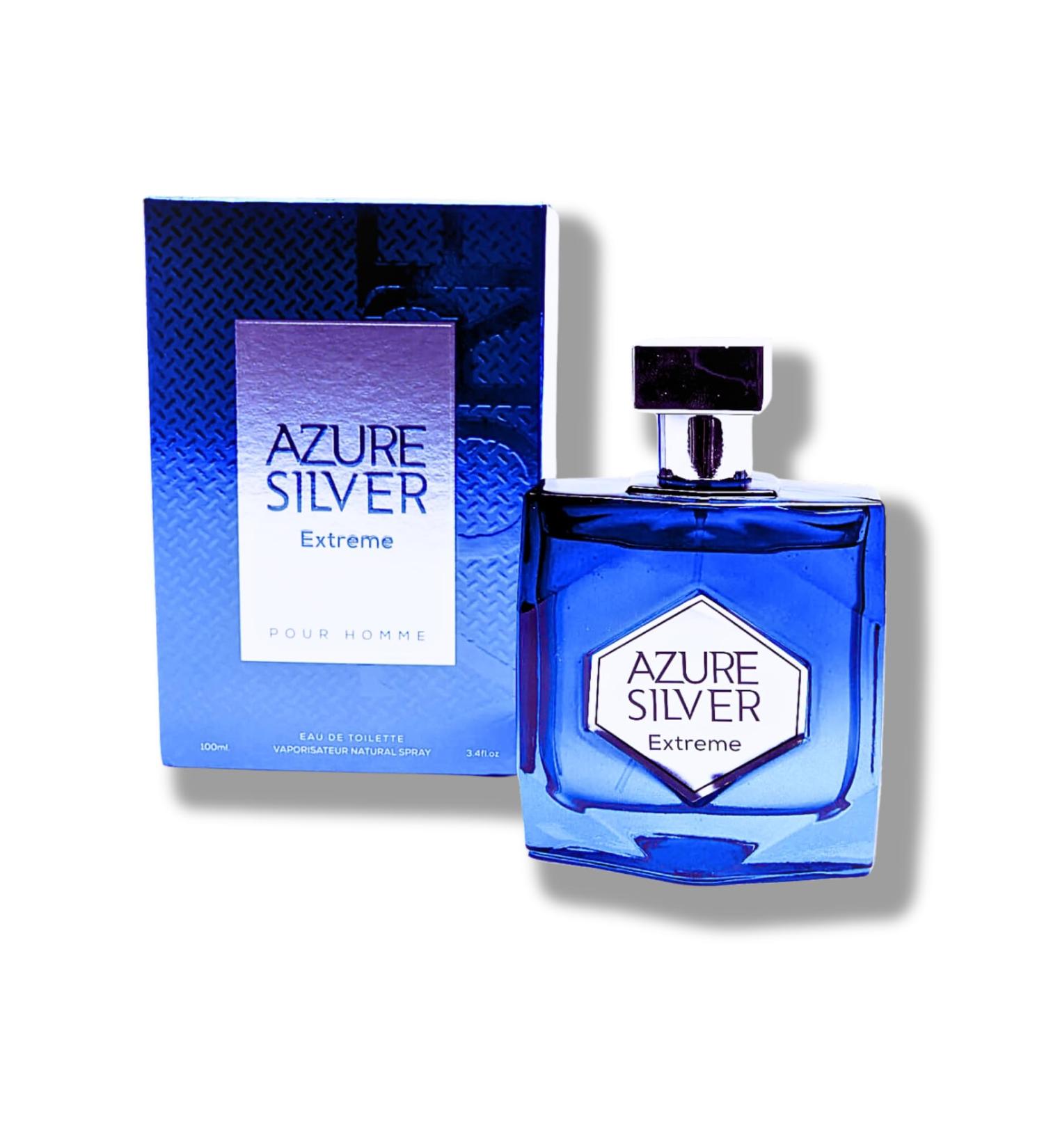 AZURE SILVER EXTREME POUR HOMME designer EDT EAU DE TOILETTE 3.4 FL. OZ.100ml. Citrus Aromatic fragrance for Men. - Buy Online on GoSupps.com