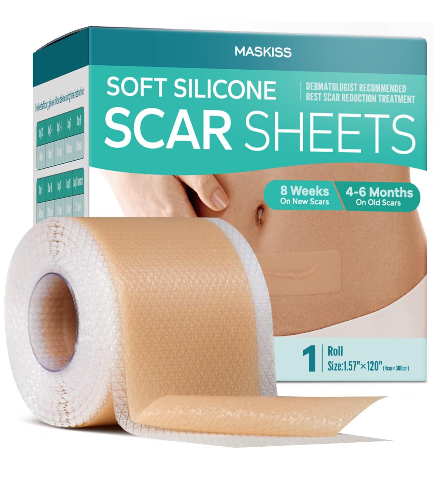 Silicone Scar Tape (1.57 x 120 Inches) - Maskiss Professional Scar Treatment for Surgical, Keloid, Burns, C-Section, Trauma - Reusable Silicone Scar Removal Sheets - Buy Online on GoSupps.com