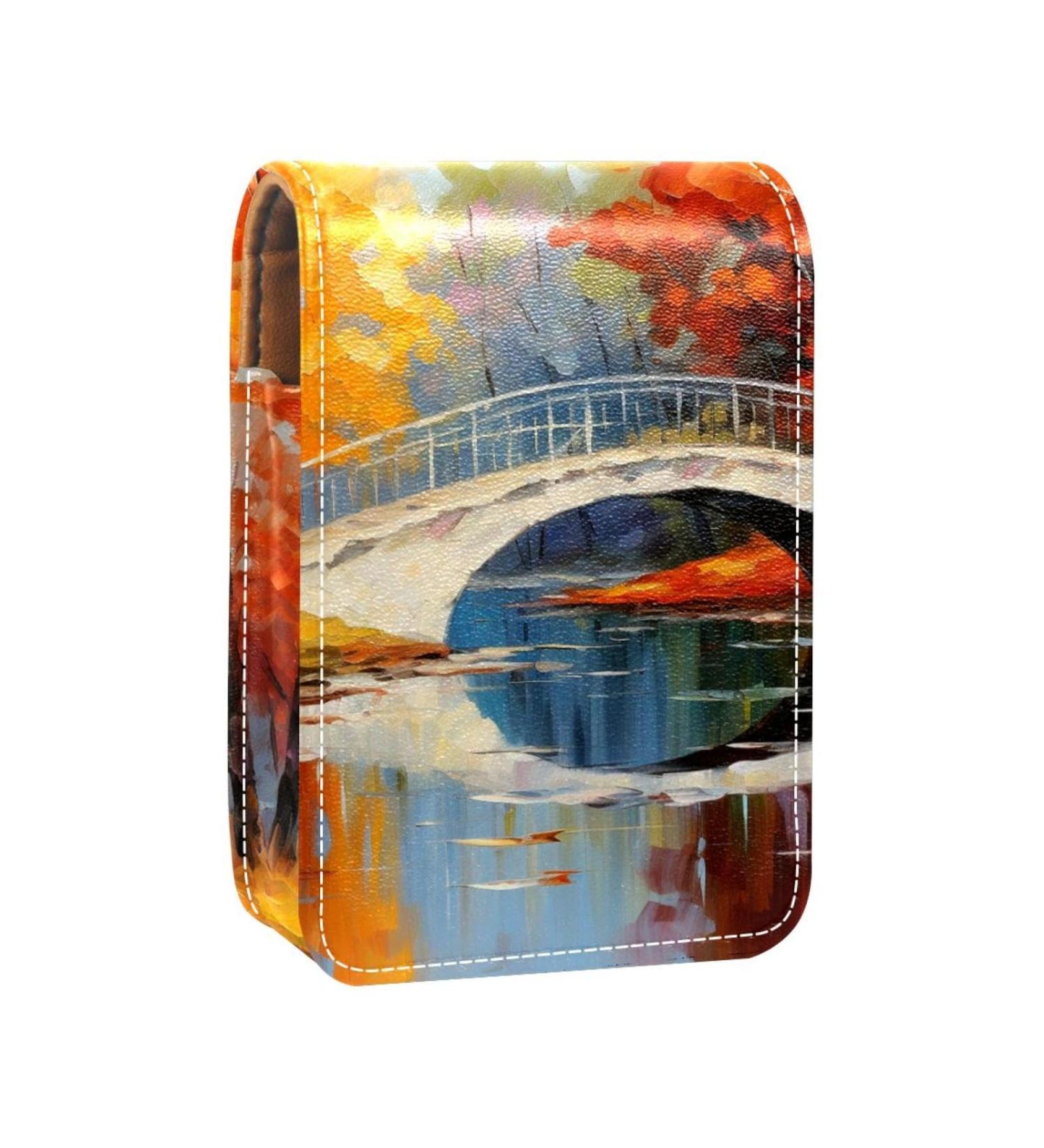 Travel Lipstick Organizer Case with Mirror - Portable Makeup Bag in Autumn Color Painting | Z701Z2LQYG - Buy Online on GoSupps.com