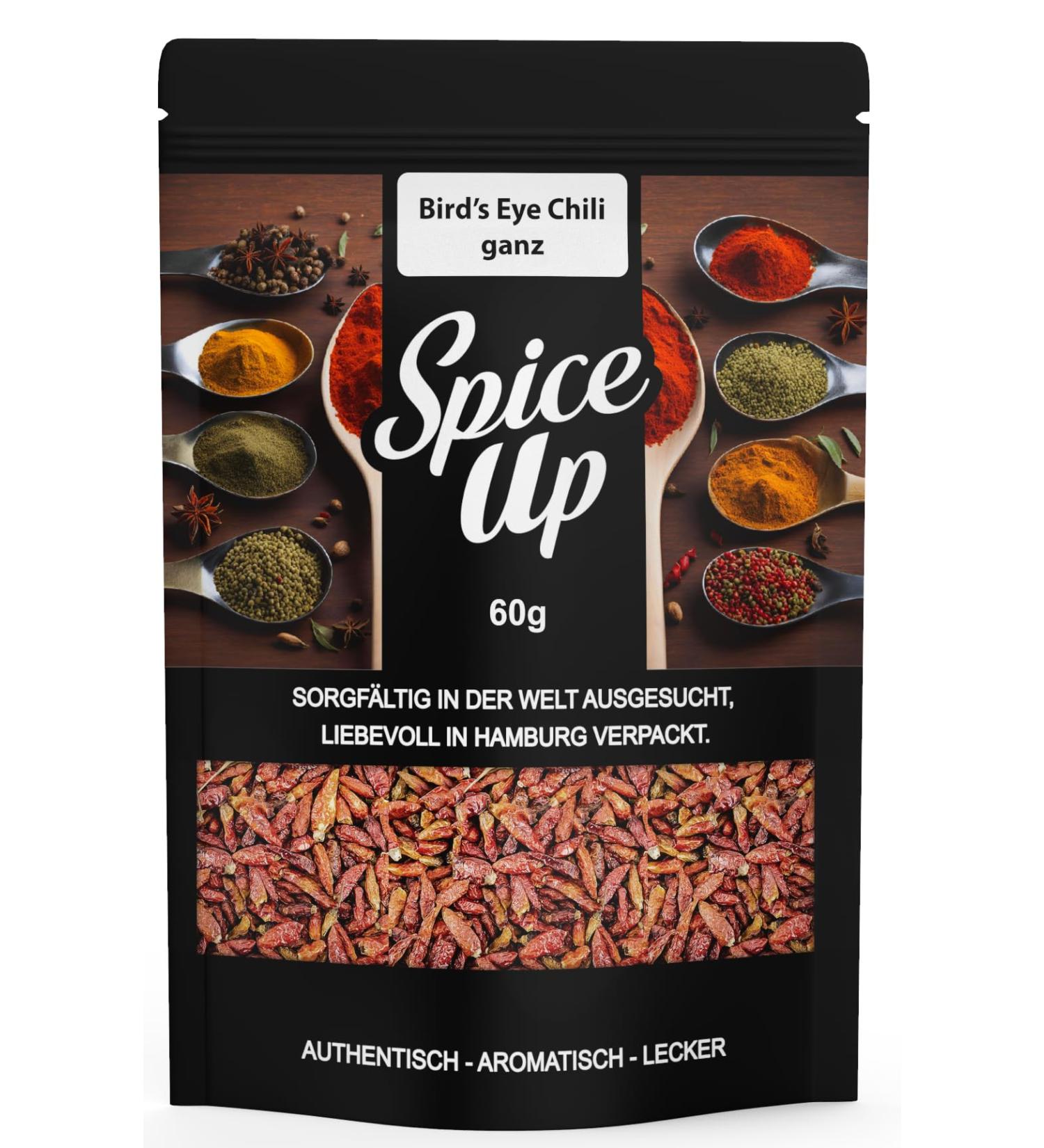  Generisch Spice Up Bird's Eye Chili All 60g - Bird's Eye Chili Whole 60g - Dried & Natural Extra Spicy Chili Peppers - For Asian Indian & African Cuisine - Aromatic & No Additives - Buy Online on GoSupps.com