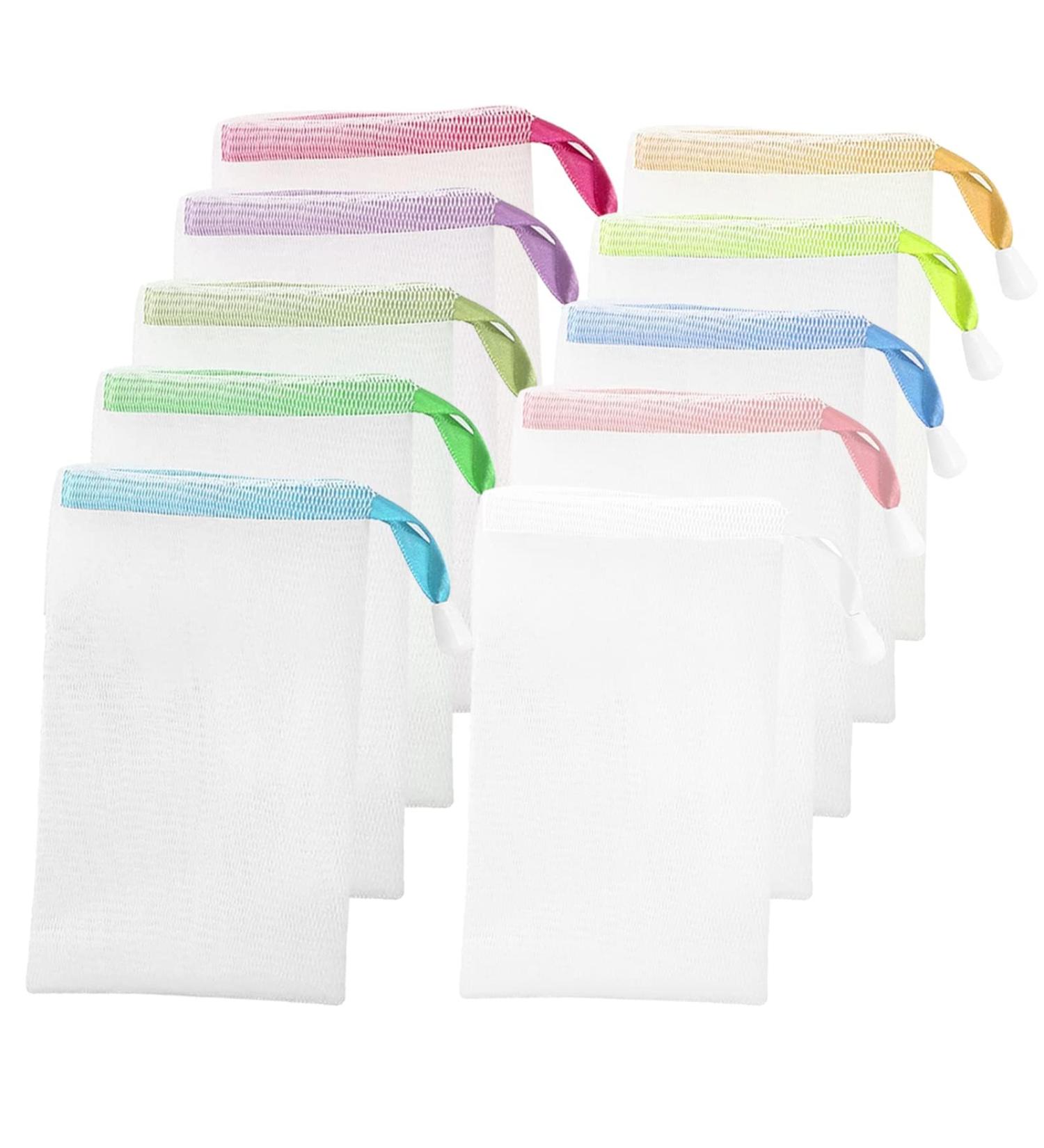 20 Pack Nylon Soap Bags with Cord Pull - Versatile Mesh Bags for Facial Cleaning Body Peeling & Bath Accessories (10 Colors) - Buy Online on GoSupps.com