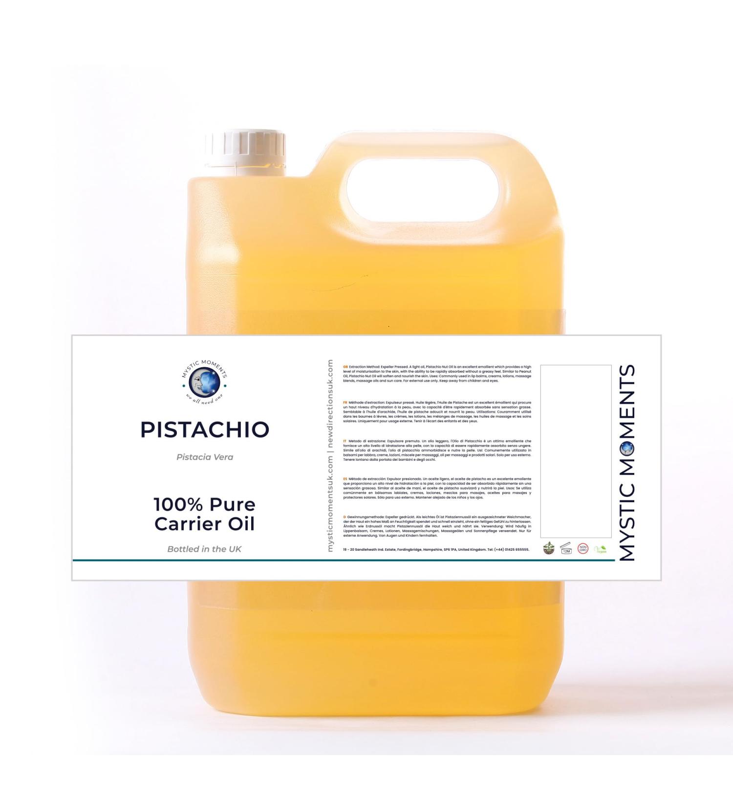 Mystic Moments | Pistachio Carrier Oil - 10 Litres - Pure & Natural Oil Perfect for Hair Face Nails Aromatherapy Massage and Oil Dilution Vegan GMO Free - Buy Online on GoSupps.com