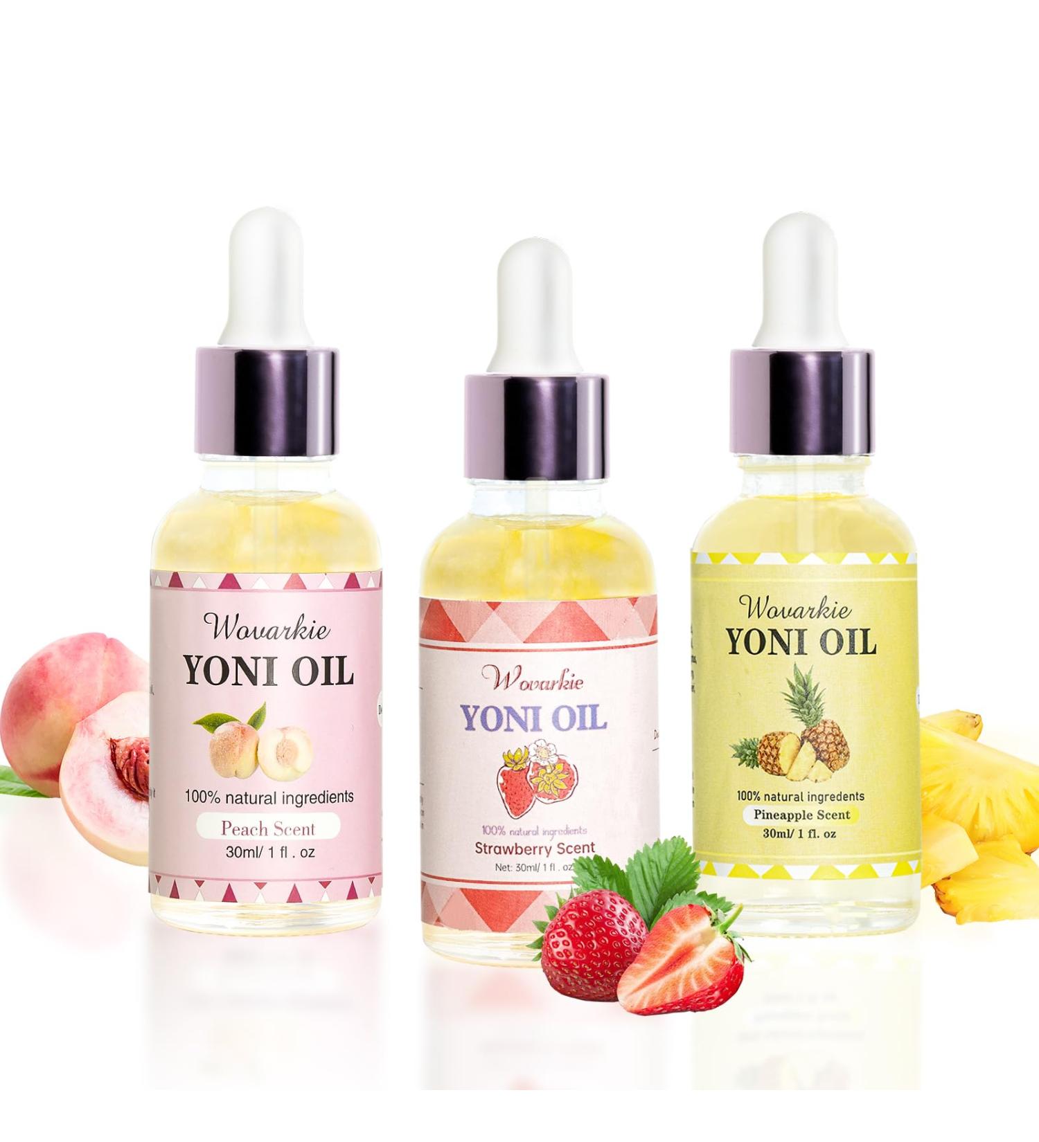 3PCS Yoni Oil for Women | pH Balance Feminine Deodorant & Moisturizer | All-Natural Strawberry Peach Pineapple Care - Buy Online on GoSupps.com
