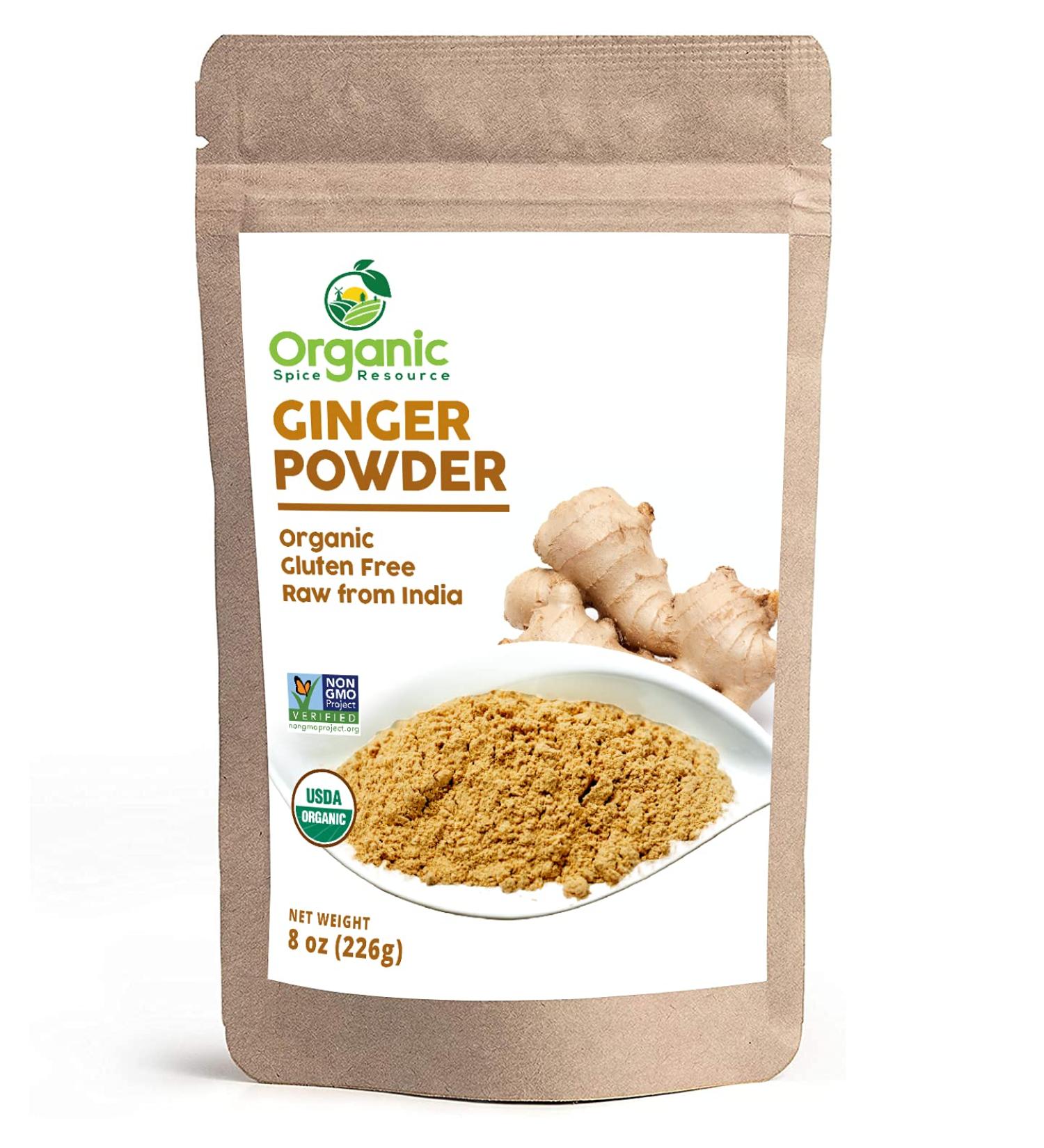 Organic Ginger Powder 8 oz (226g) from India | Resealable Kraft Bag | USDA Organic & Non-GMO Verified | SHOPOSR Approved - Buy Online on GoSupps.com