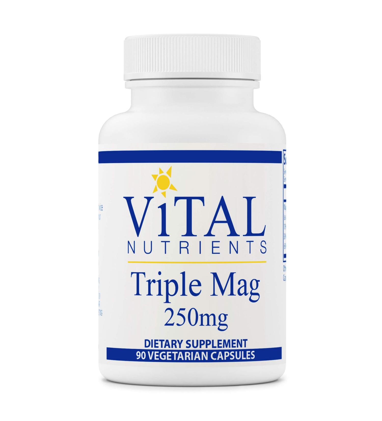 Vital Nutrients Triple Mag 250mg - 90 Vegetarian Capsules for Optimal Magnesium Support - Buy Online on GoSupps.com
